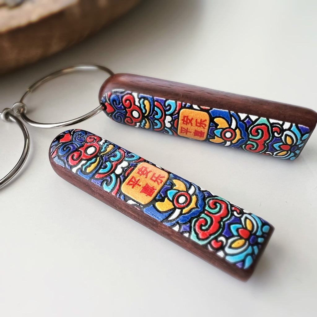 Clips créoles sans perçage 30 mm 2 en 1 – Bois « Paix & Joie »