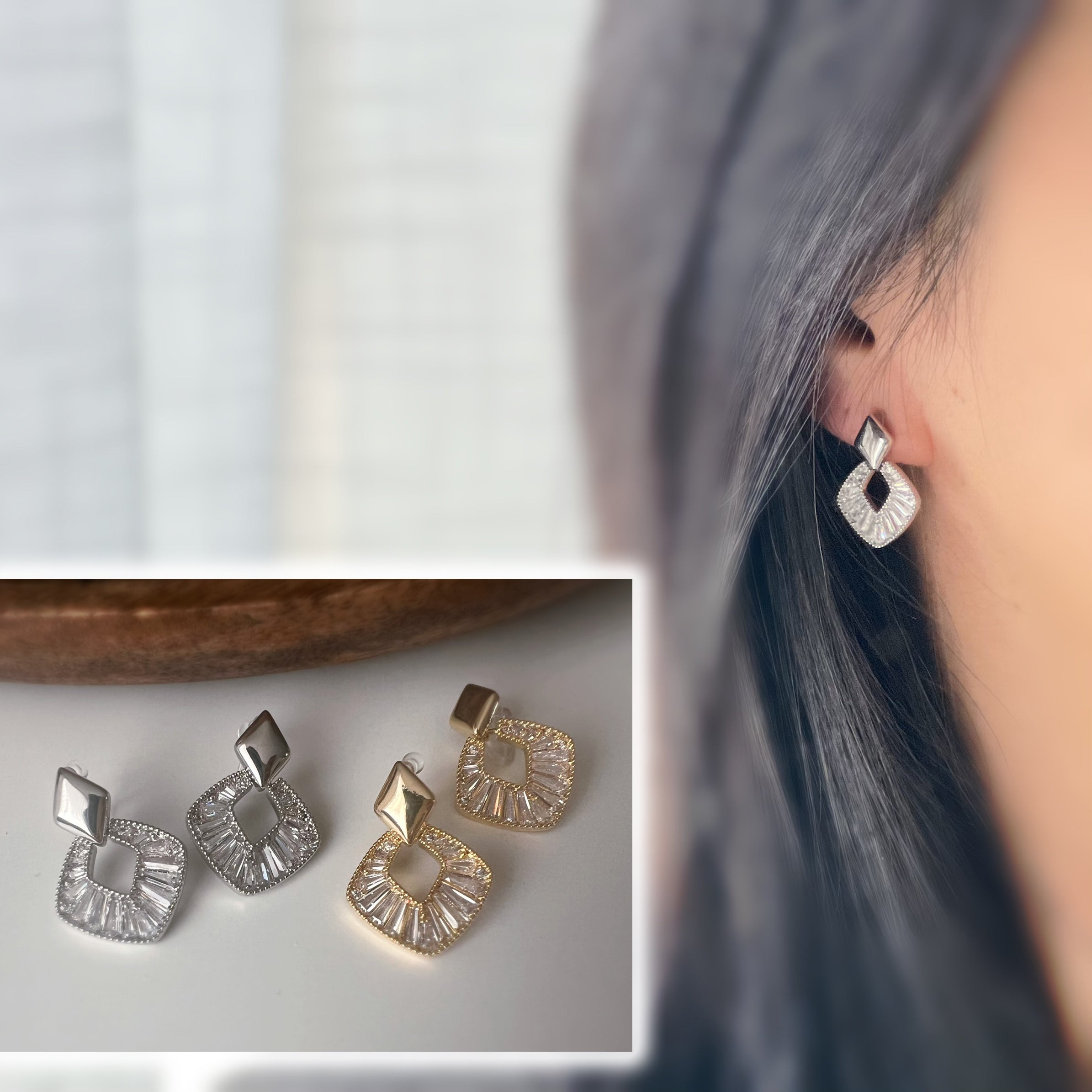 Clips d’oreilles géométriques scintillants