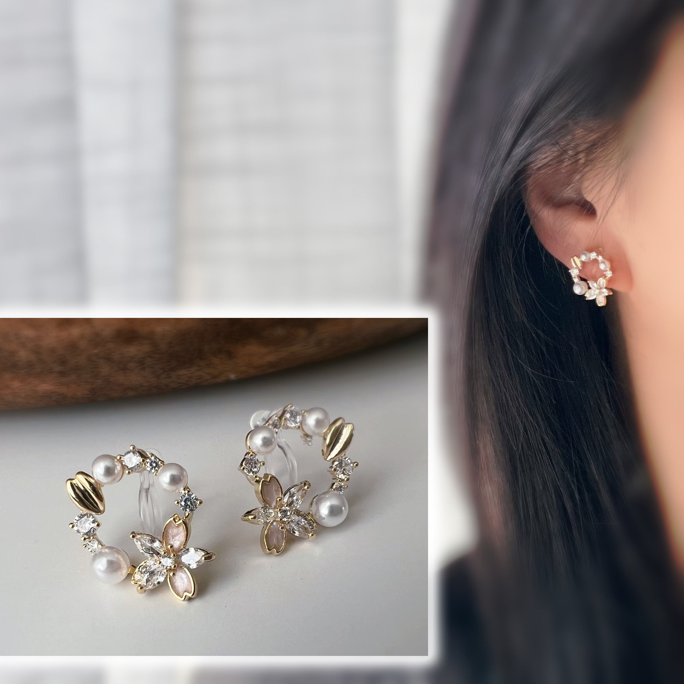 Couronne fleurie & perles scintillantes