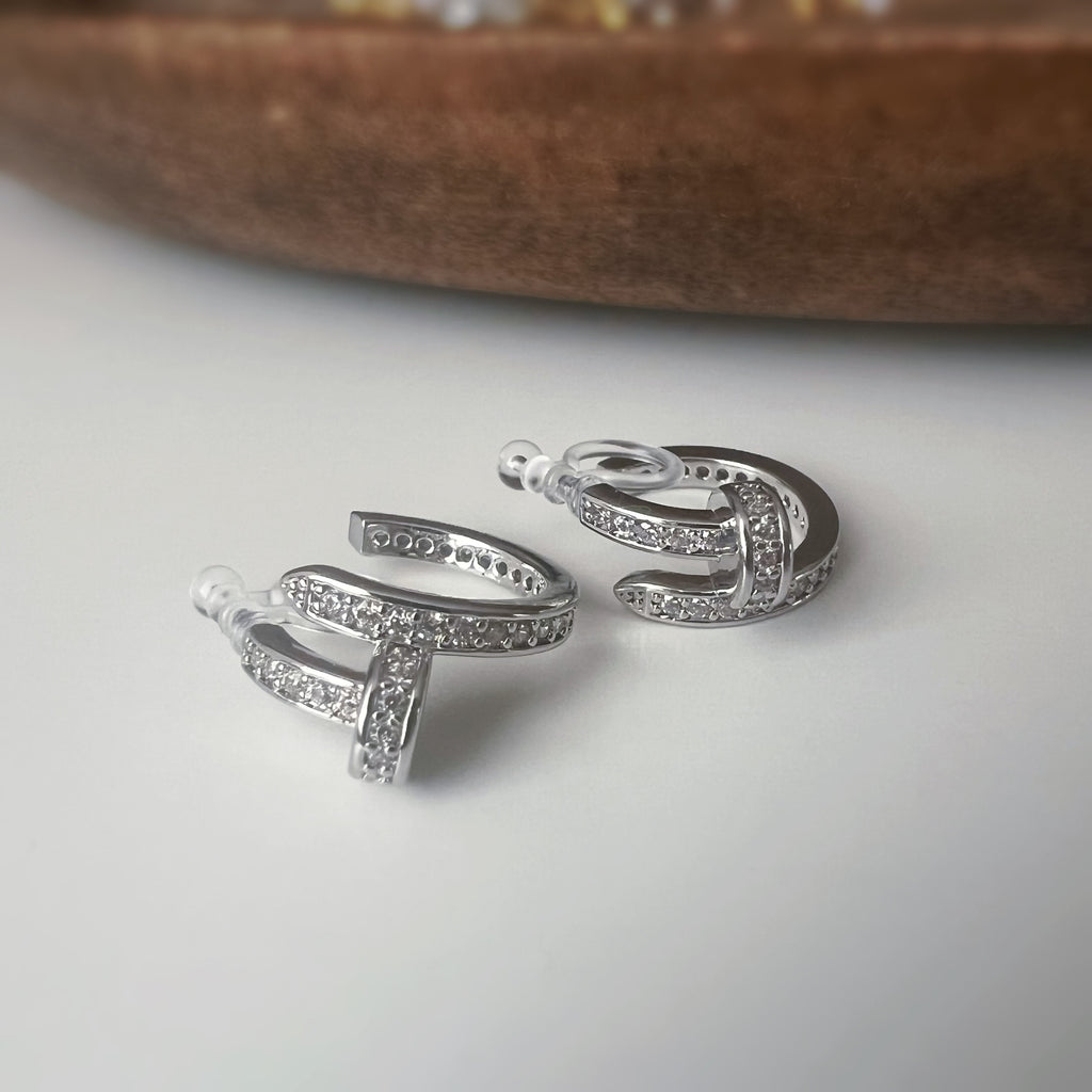 Clips d’oreilles créoles ouvertes couleur argent /Or