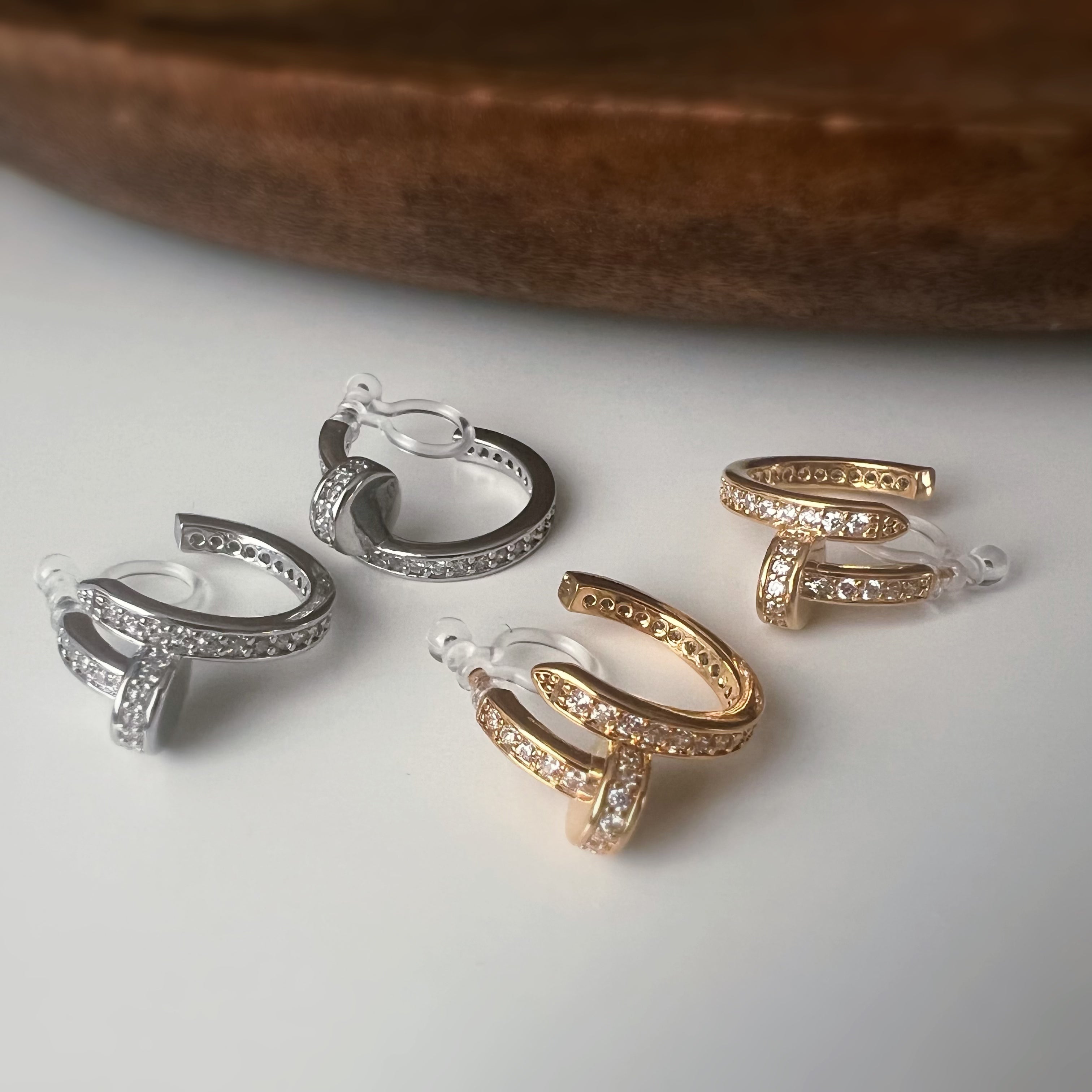 Silver/Gold Open Hoop Clip-On Earrings