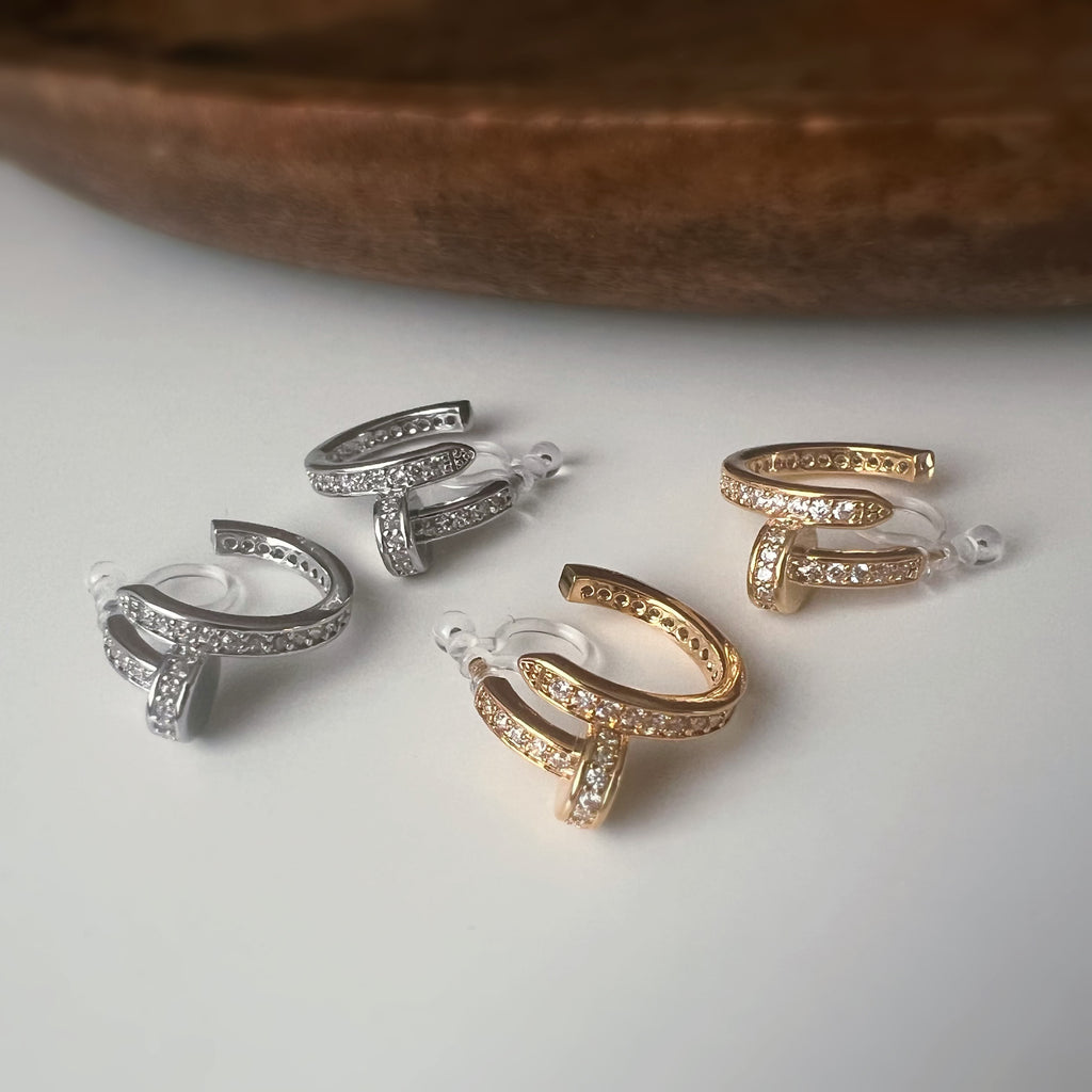 Clips d’oreilles créoles ouvertes couleur argent /Or