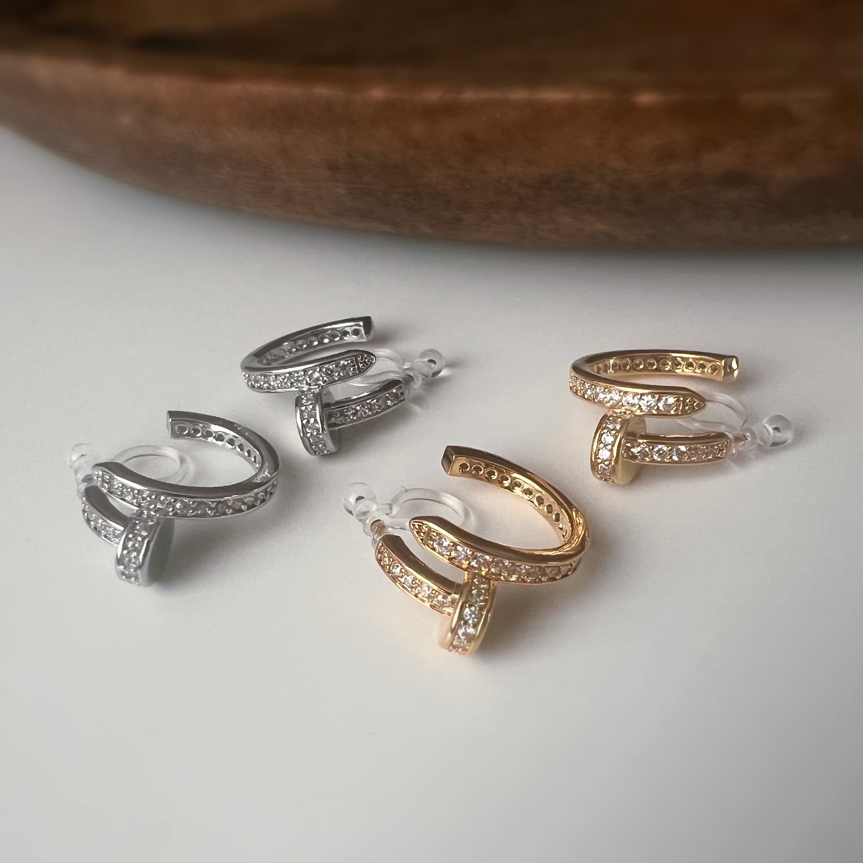 Silver/Gold Open Hoop Clip-On Earrings
