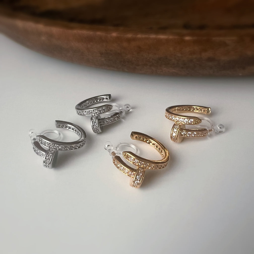 Clips d’oreilles créoles ouvertes couleur argent /Or