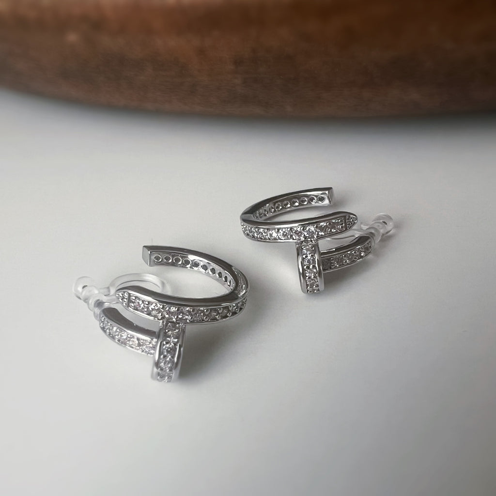 Clips d’oreilles créoles ouvertes couleur argent /Or