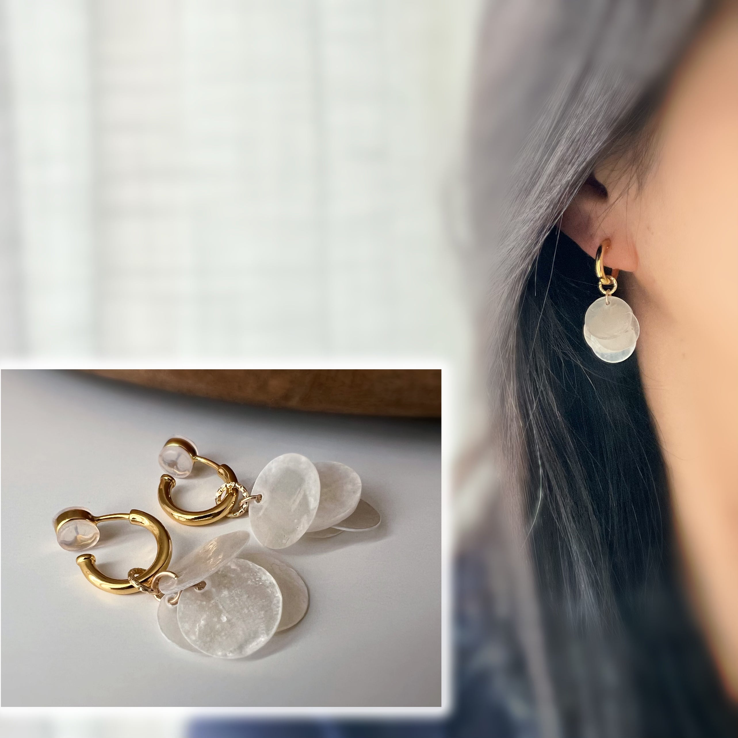 Clips U 2-en-1 nacre blanche – Pendentif amovible