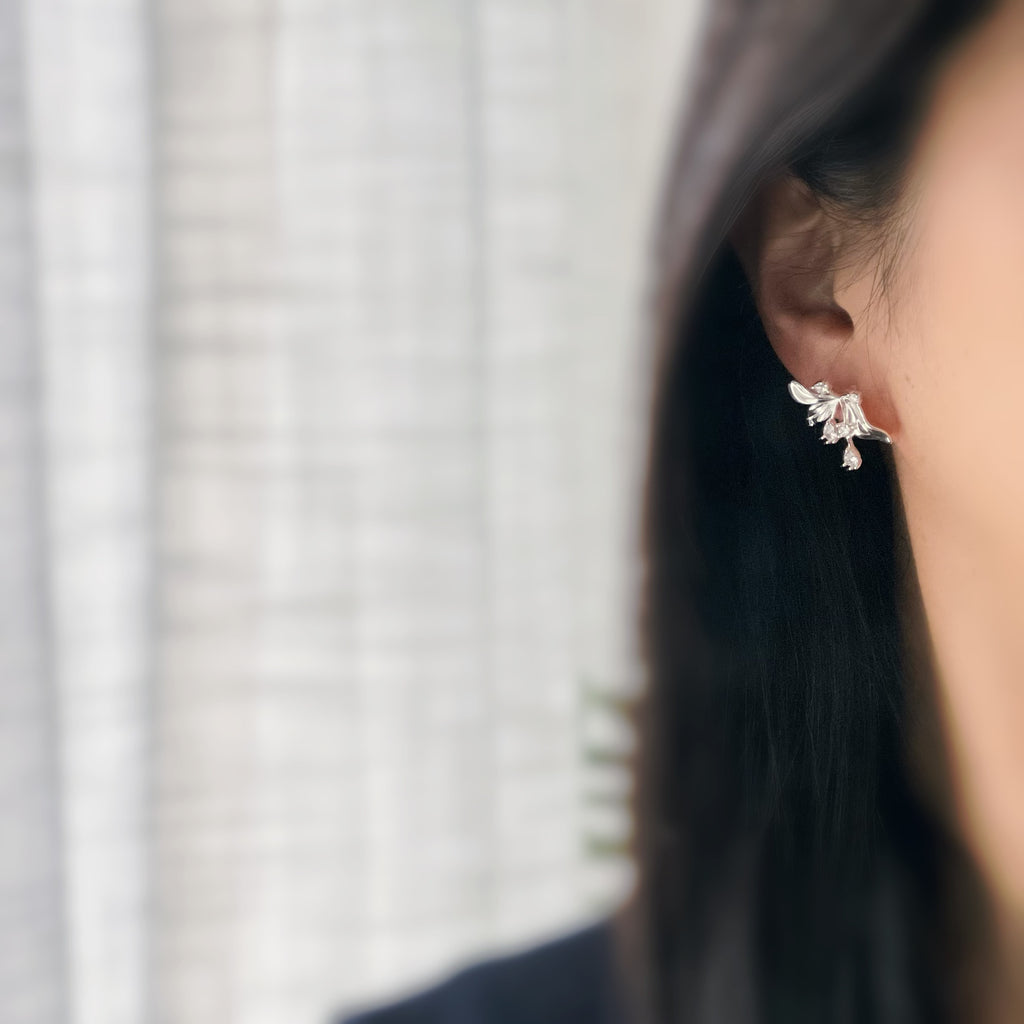 Clips d’oreilles fleur abstraite Style artistique