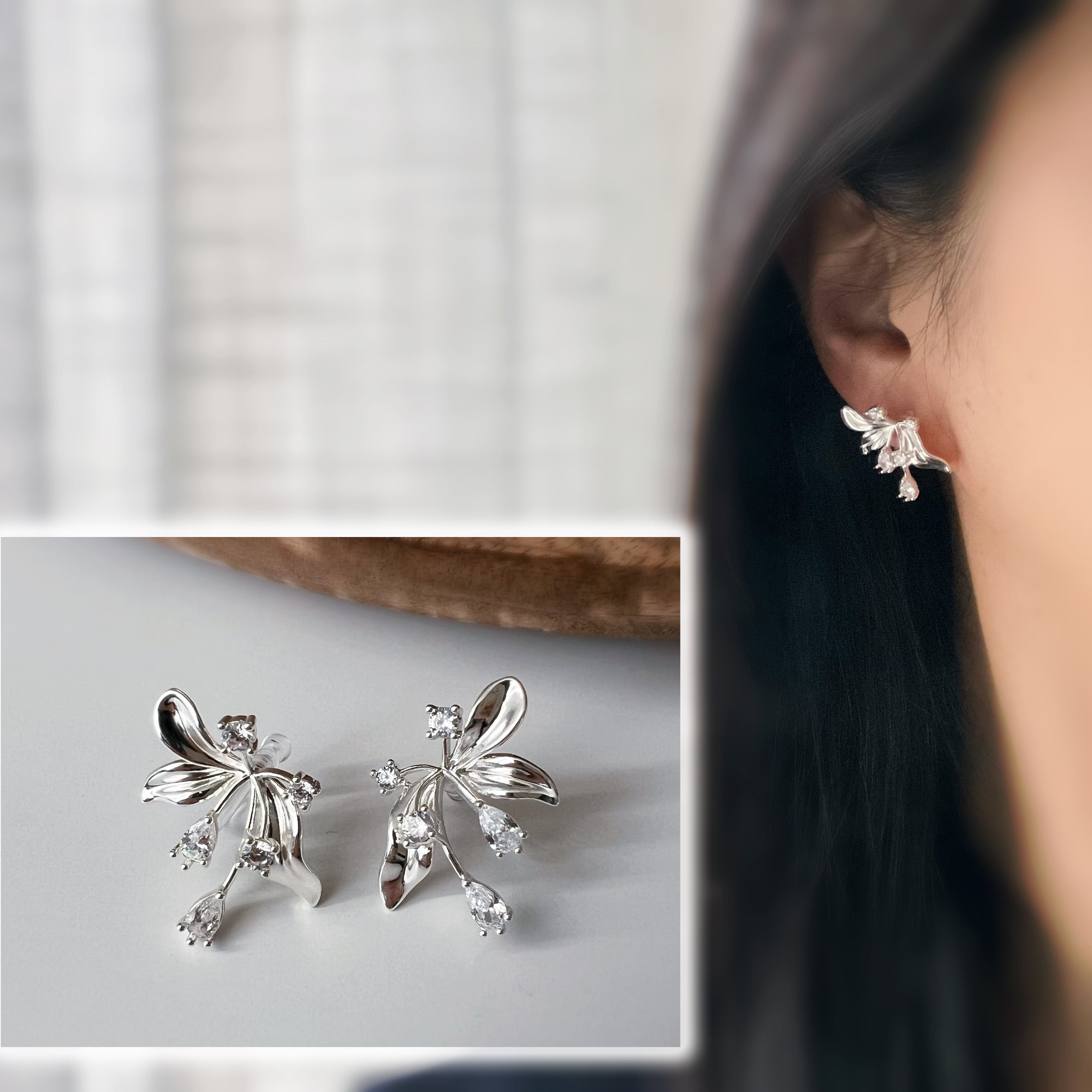 Clips d’oreilles fleur abstraite Style artistique