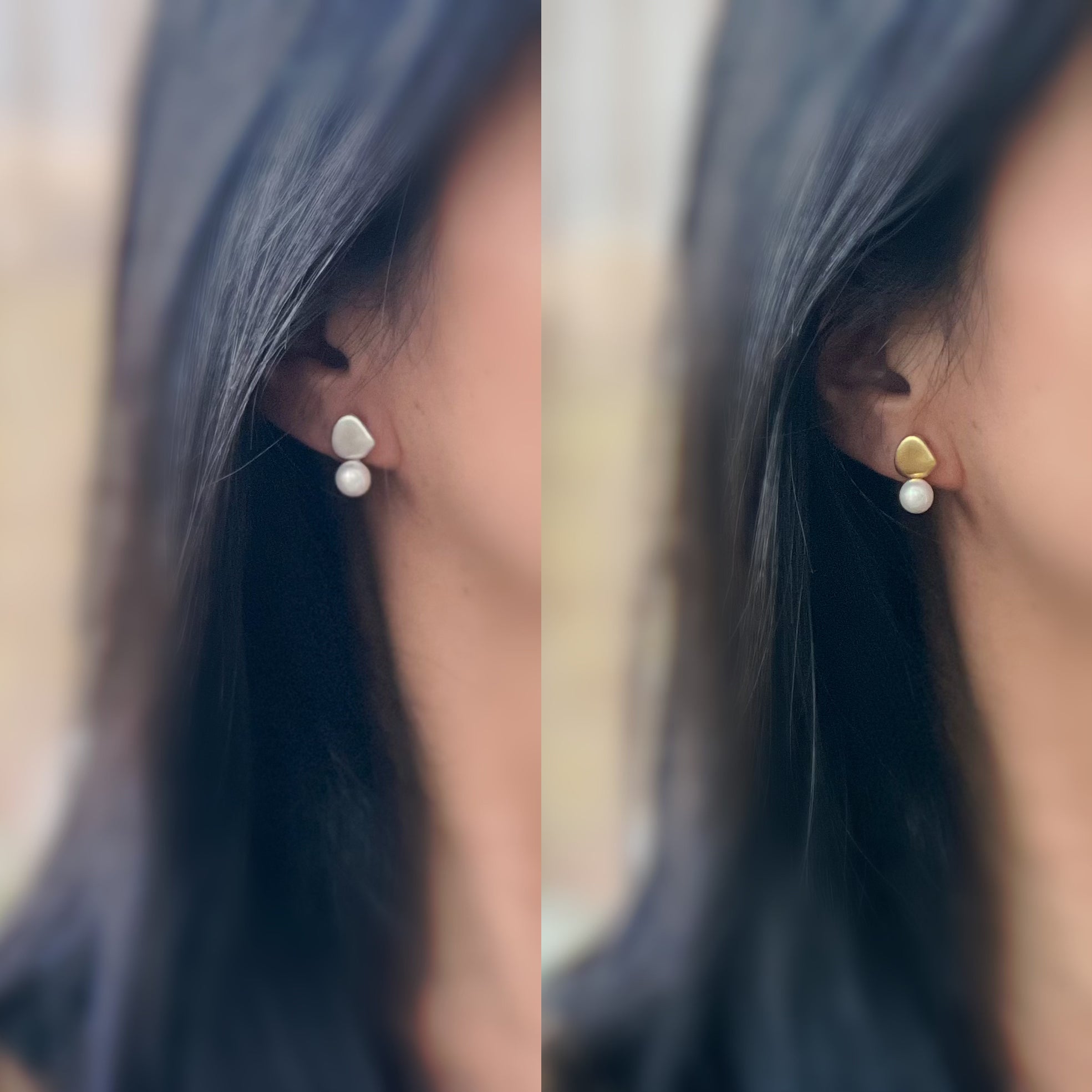 Goutte Satinée & Perle Blanche