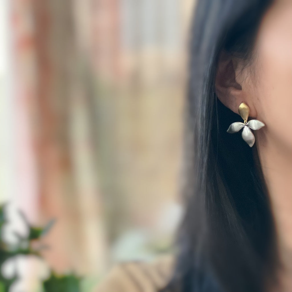 Fleur Bicolore – Pétales Or Argent