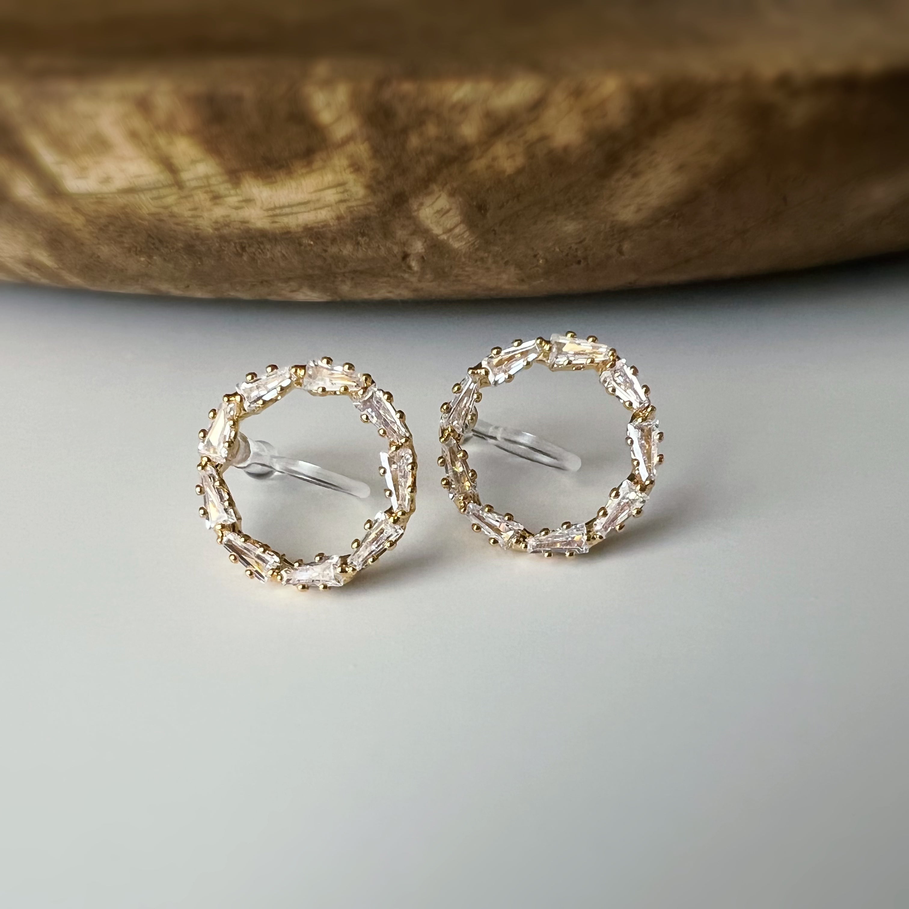 Clips invisibles sans perçage cercle strass – or ou argent