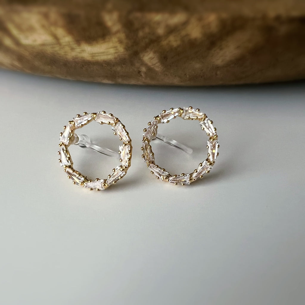 Clips invisibles sans perçage cercle strass – or ou argent