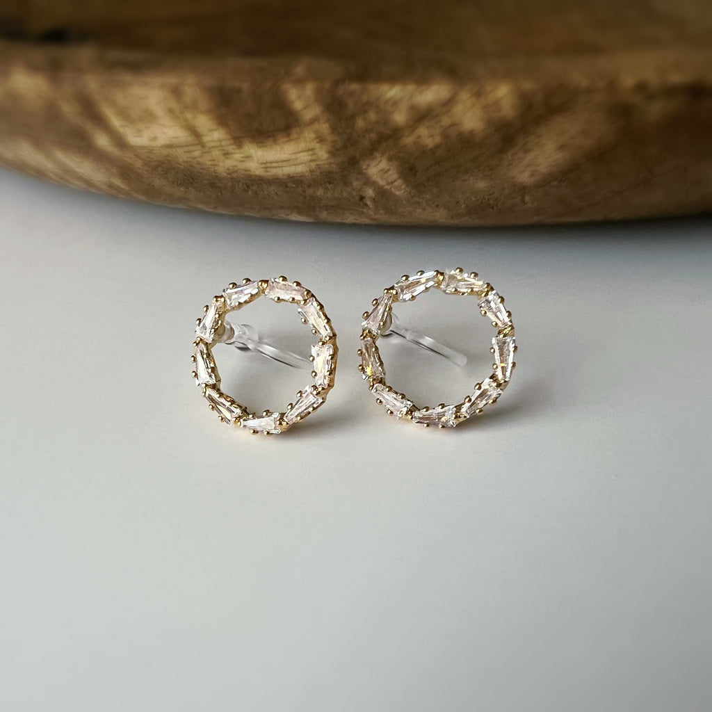 Clips invisibles sans perçage cercle strass – or ou argent