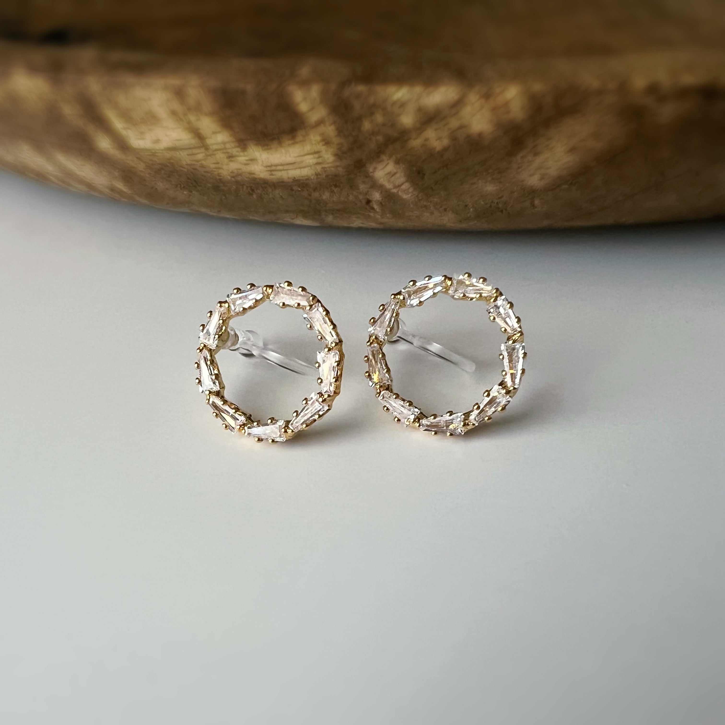 Clips invisibles sans perçage cercle strass – or ou argent