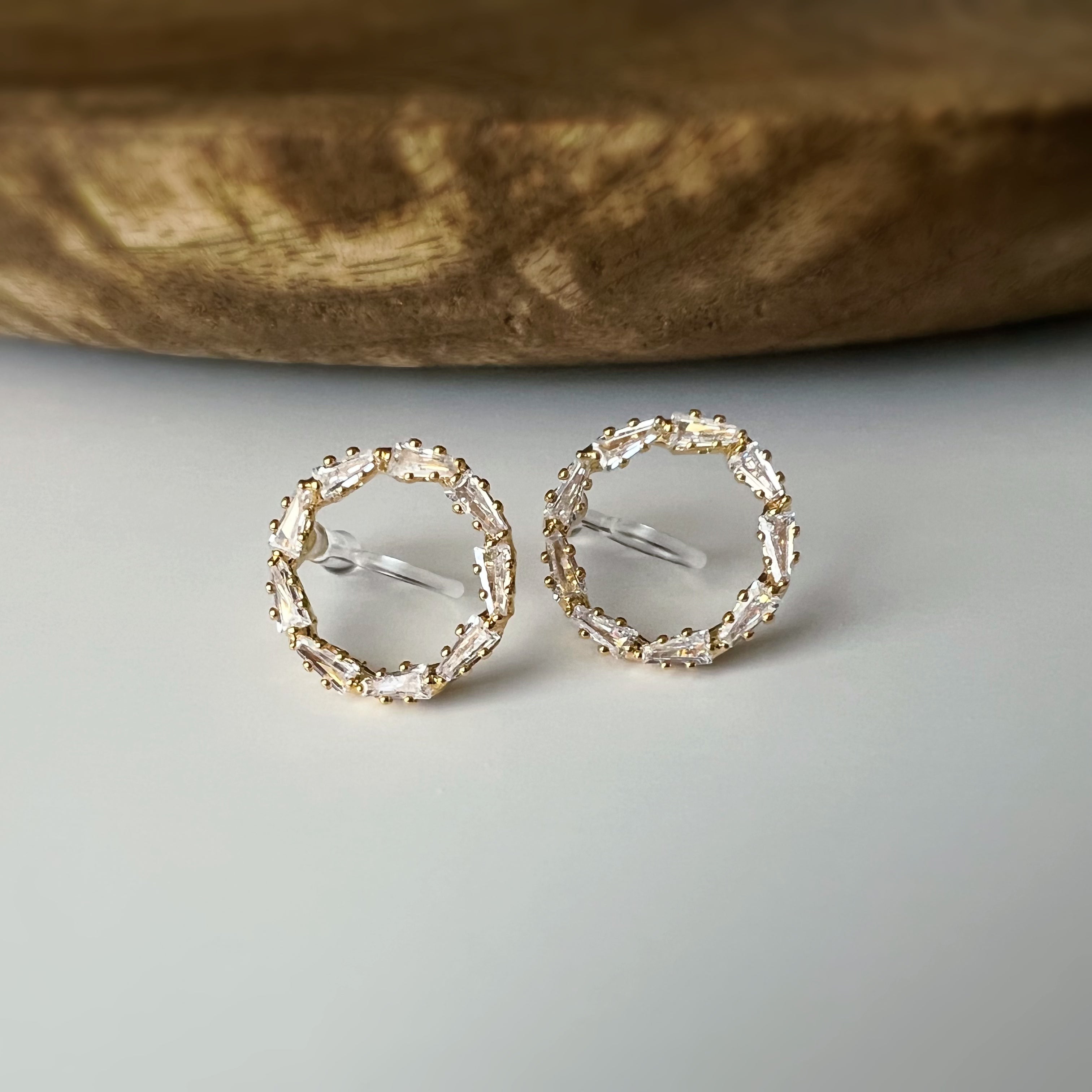 Clips invisibles sans perçage cercle strass – or ou argent