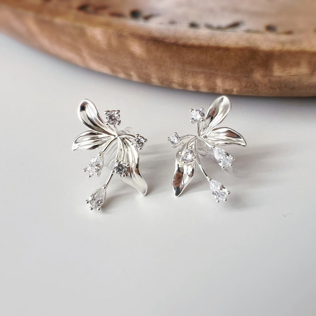 Clips d’oreilles fleur abstraite Style artistique