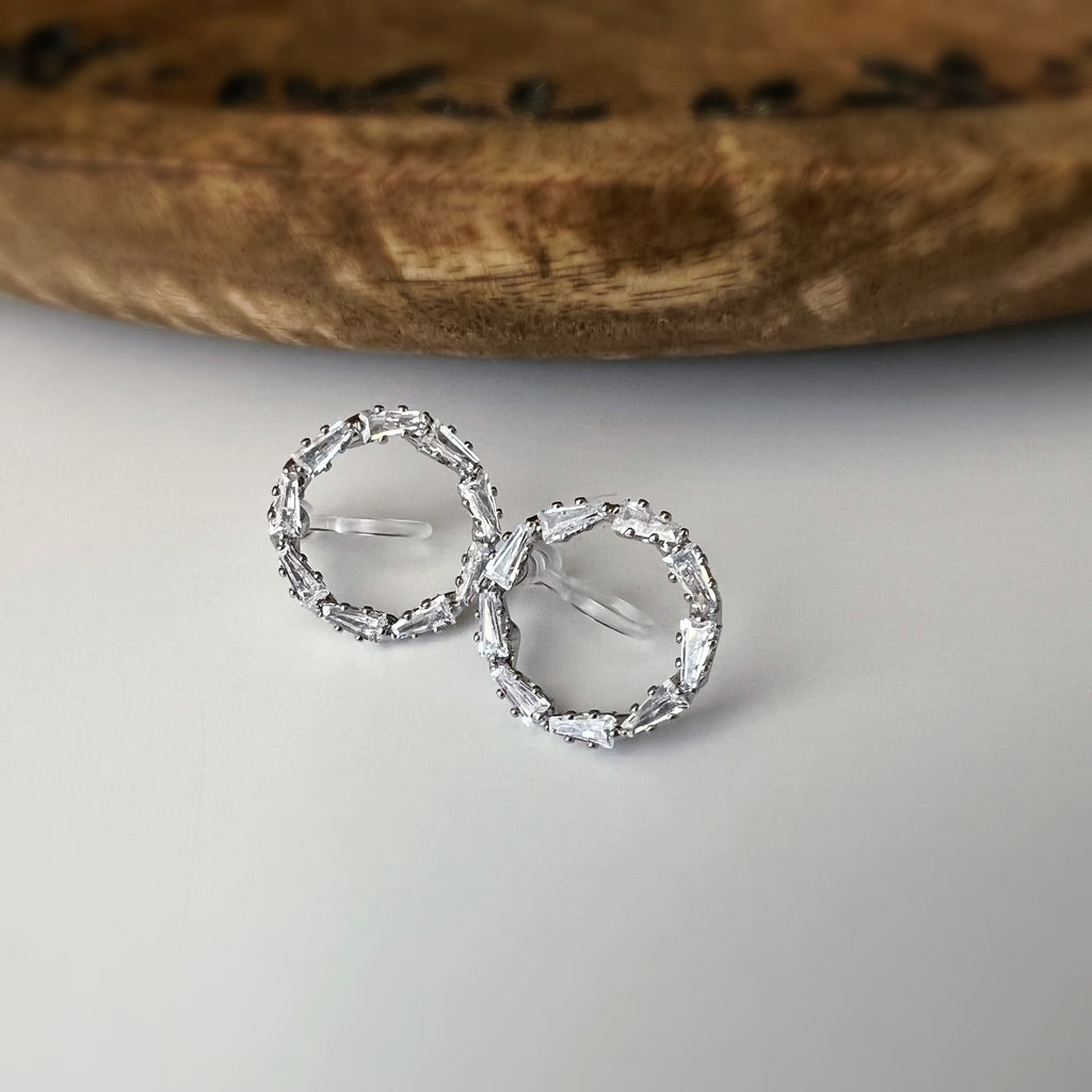 Clips invisibles sans perçage cercle strass – or ou argent