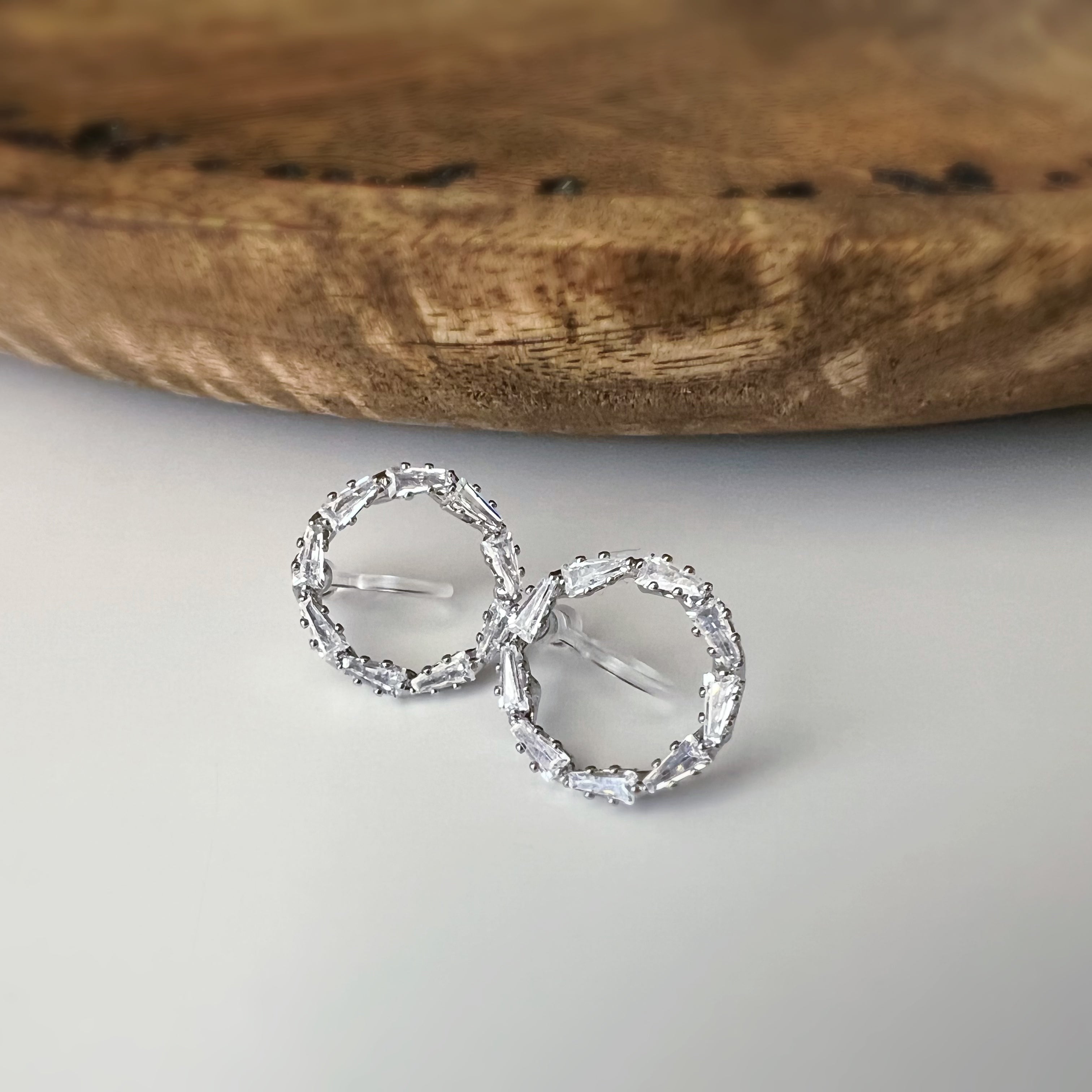 Clips invisibles sans perçage cercle strass – or ou argent