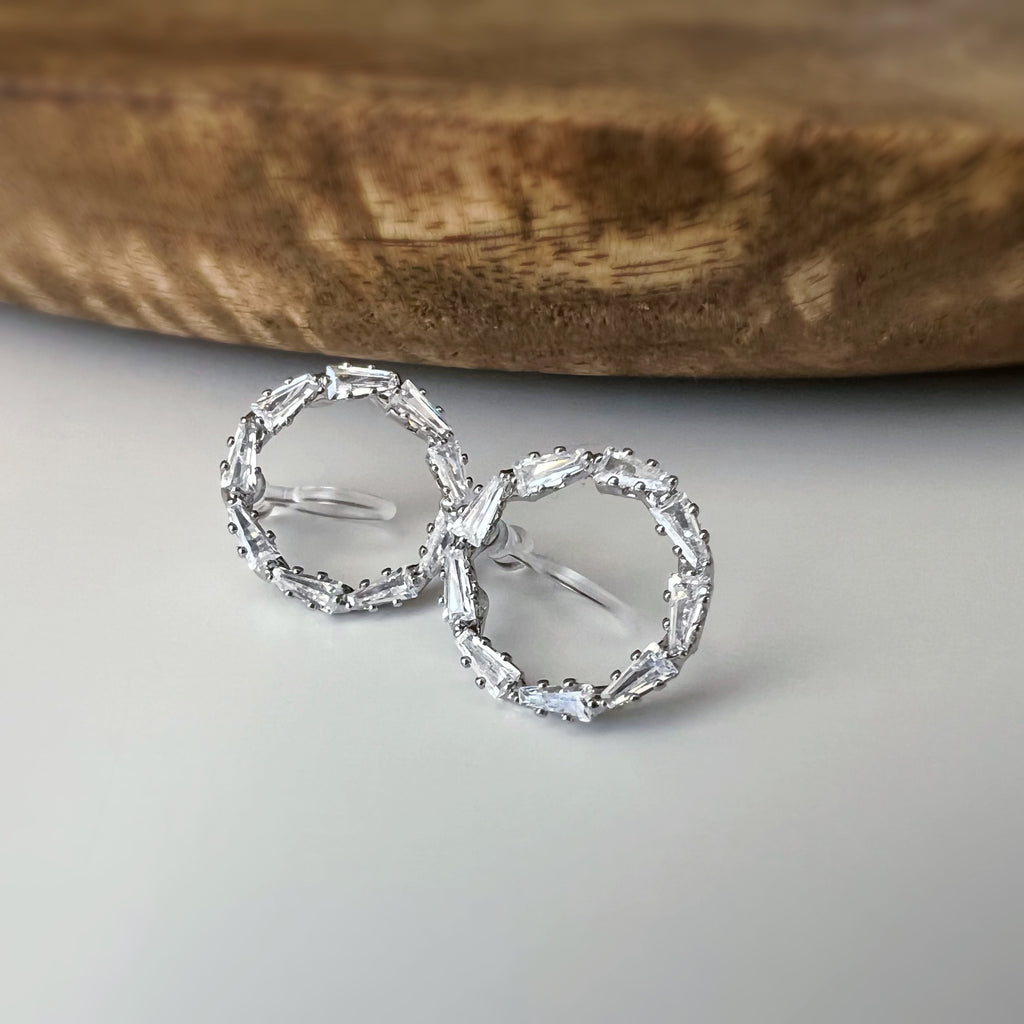 Clips invisibles sans perçage cercle strass – or ou argent