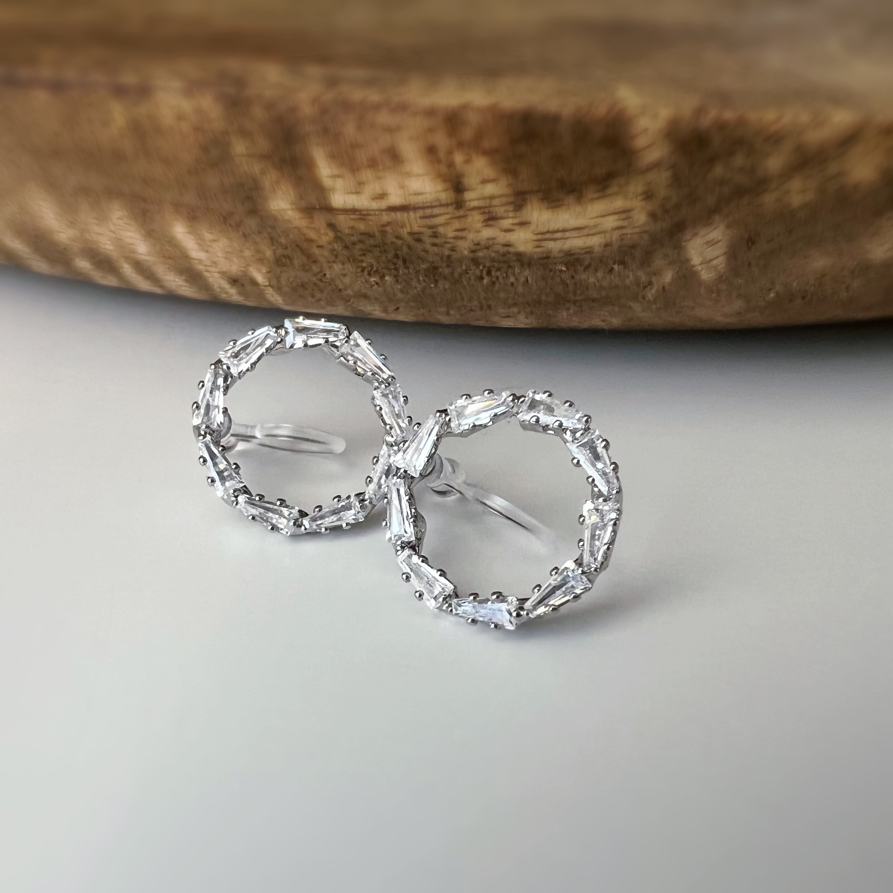 Clips invisibles sans perçage cercle strass – or ou argent