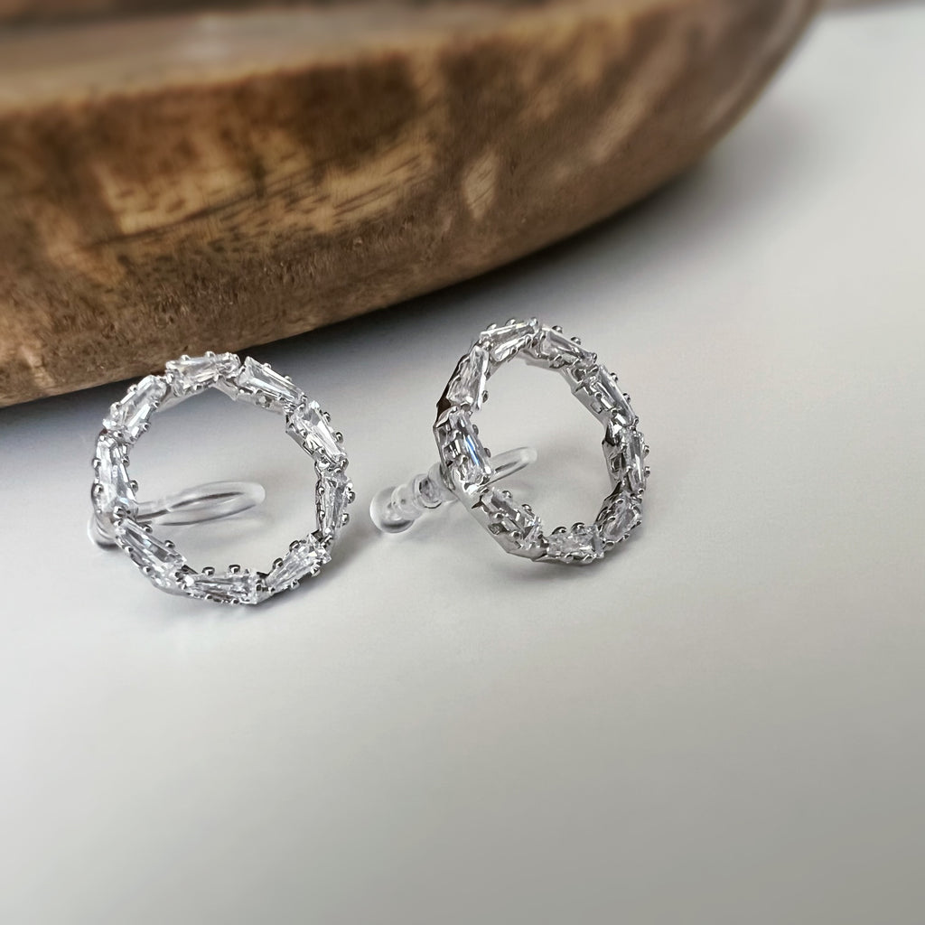 Clips invisibles sans perçage cercle strass – or ou argent