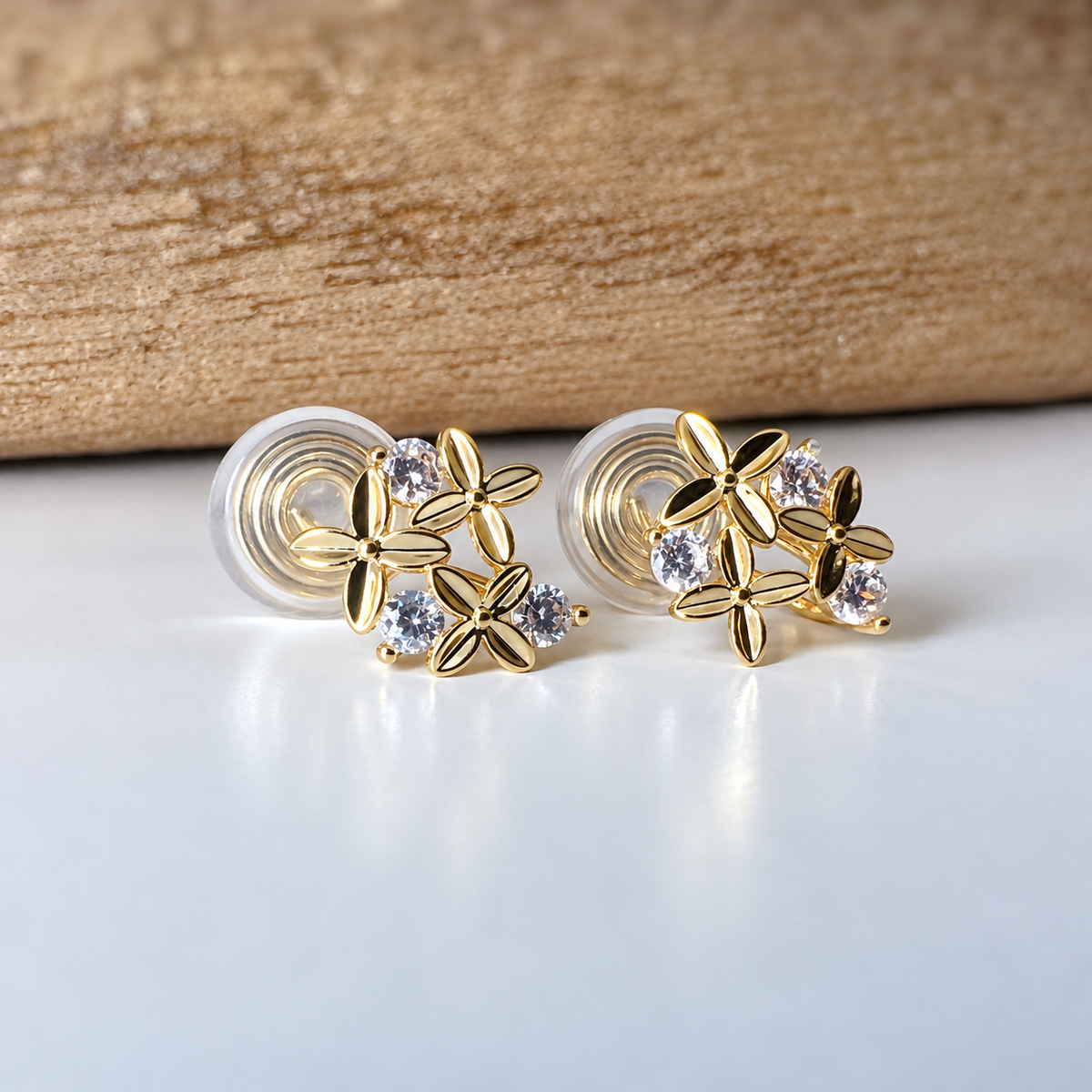 Fleur Mini Zircon - Boucles d'oreilles clips U