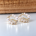 Ovales Perles & Zircon - Clips d’oreilles U
