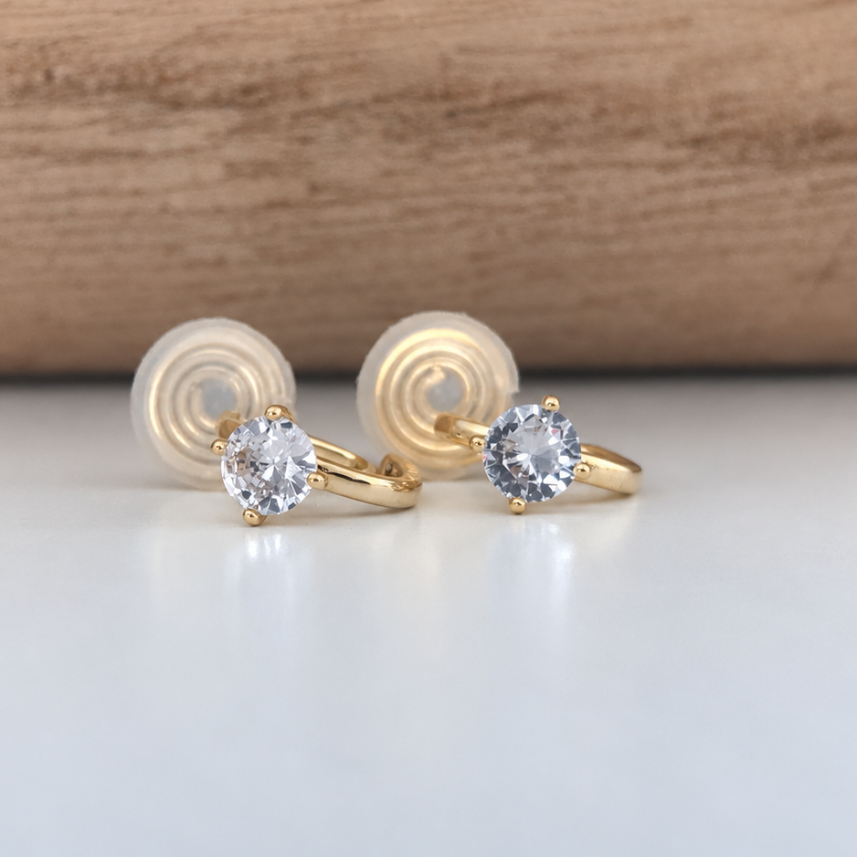 Semi-circular zircon - U-shaped ear clips 