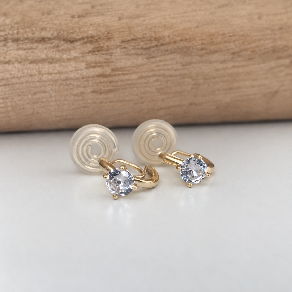 Semi-circular zircon - U-shaped ear clips 