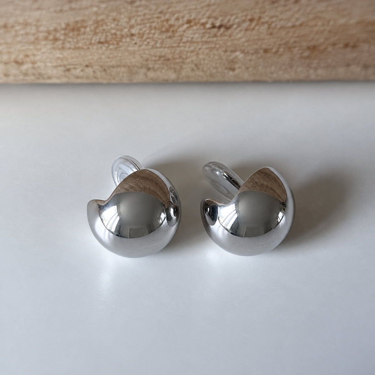 Large Silver Hoop Earrings - U-Shaped Clip-On Earrings 