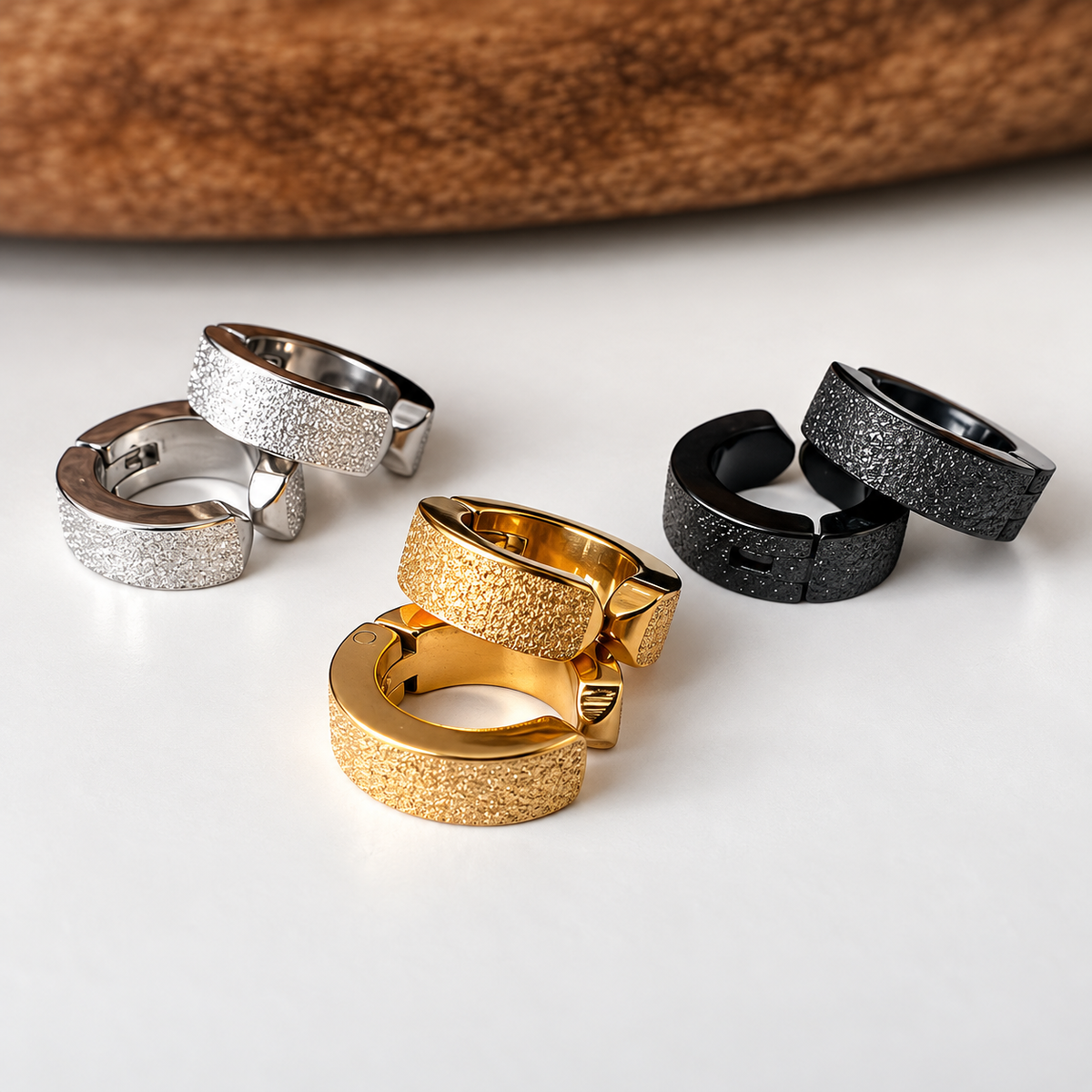 Unisex Clip-on Textured Matte Effect Earrings