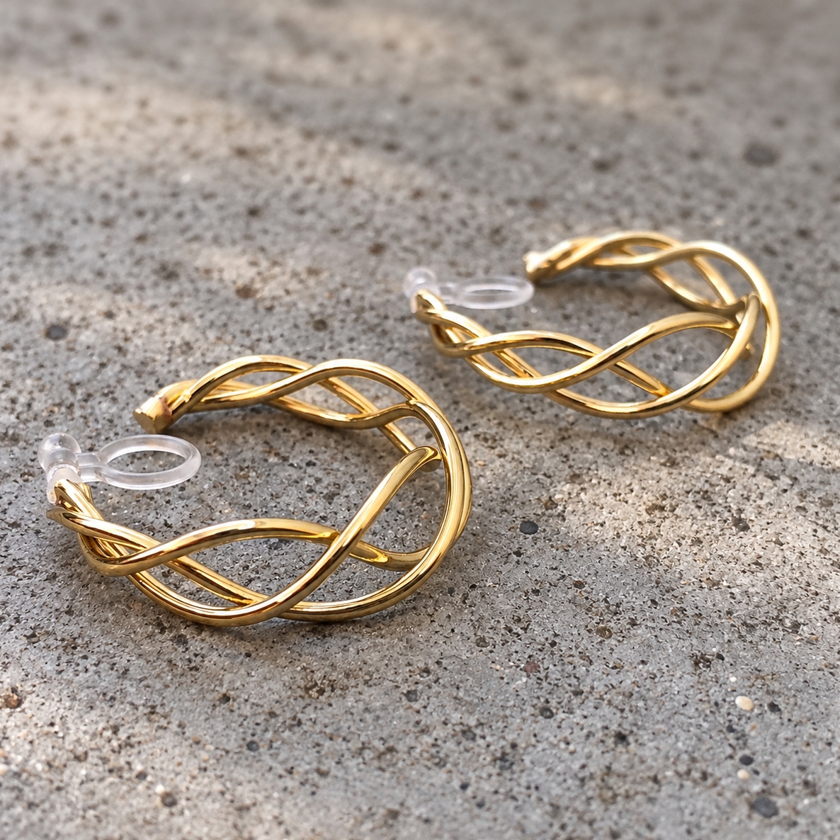 Créoles torsadées tricotées Or/ Argent