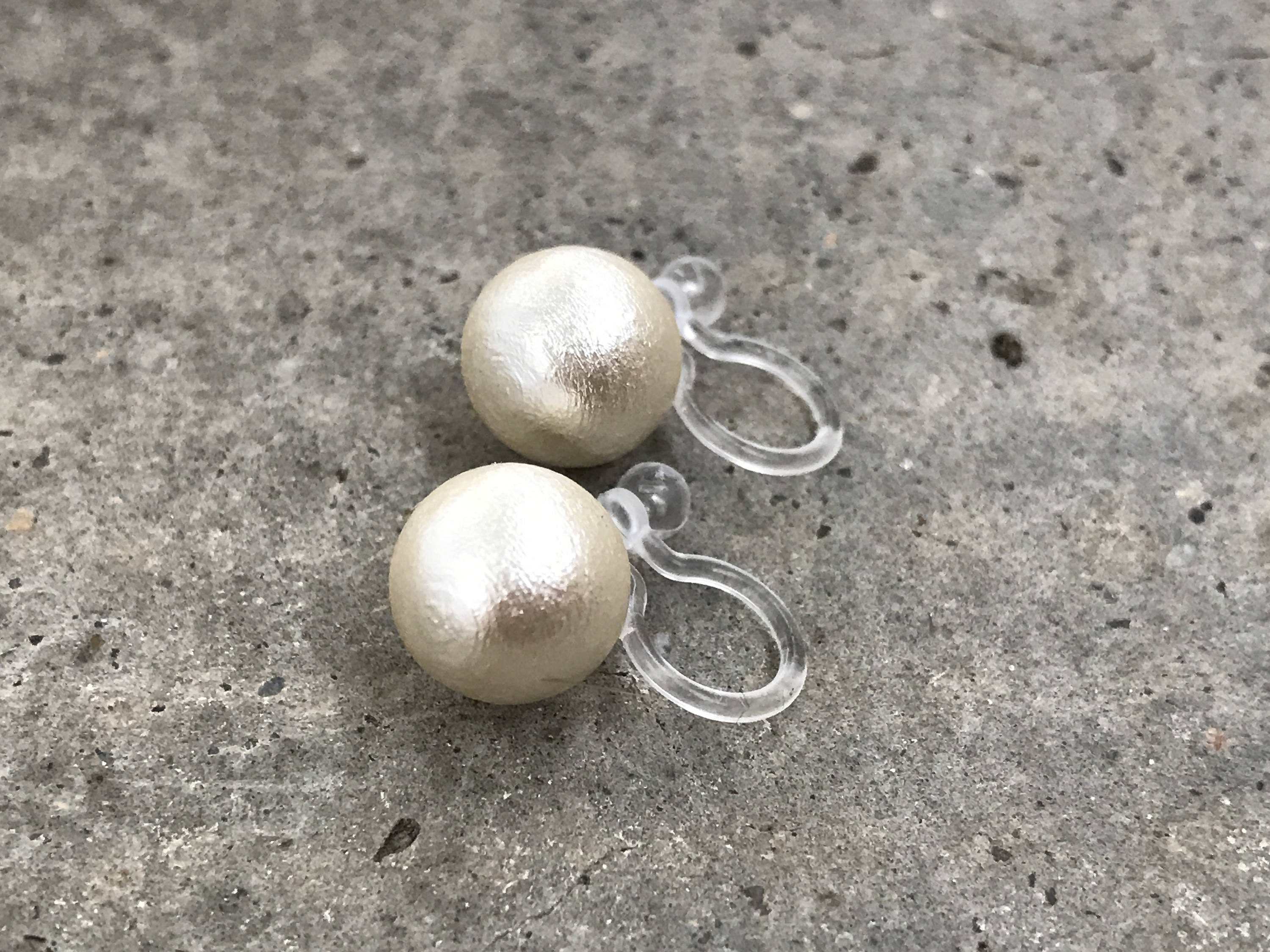 Clip On Invisible Earrings, Non Pierced Earrings, Pierced Look. Blue Cotton Pearl. Gift For Her