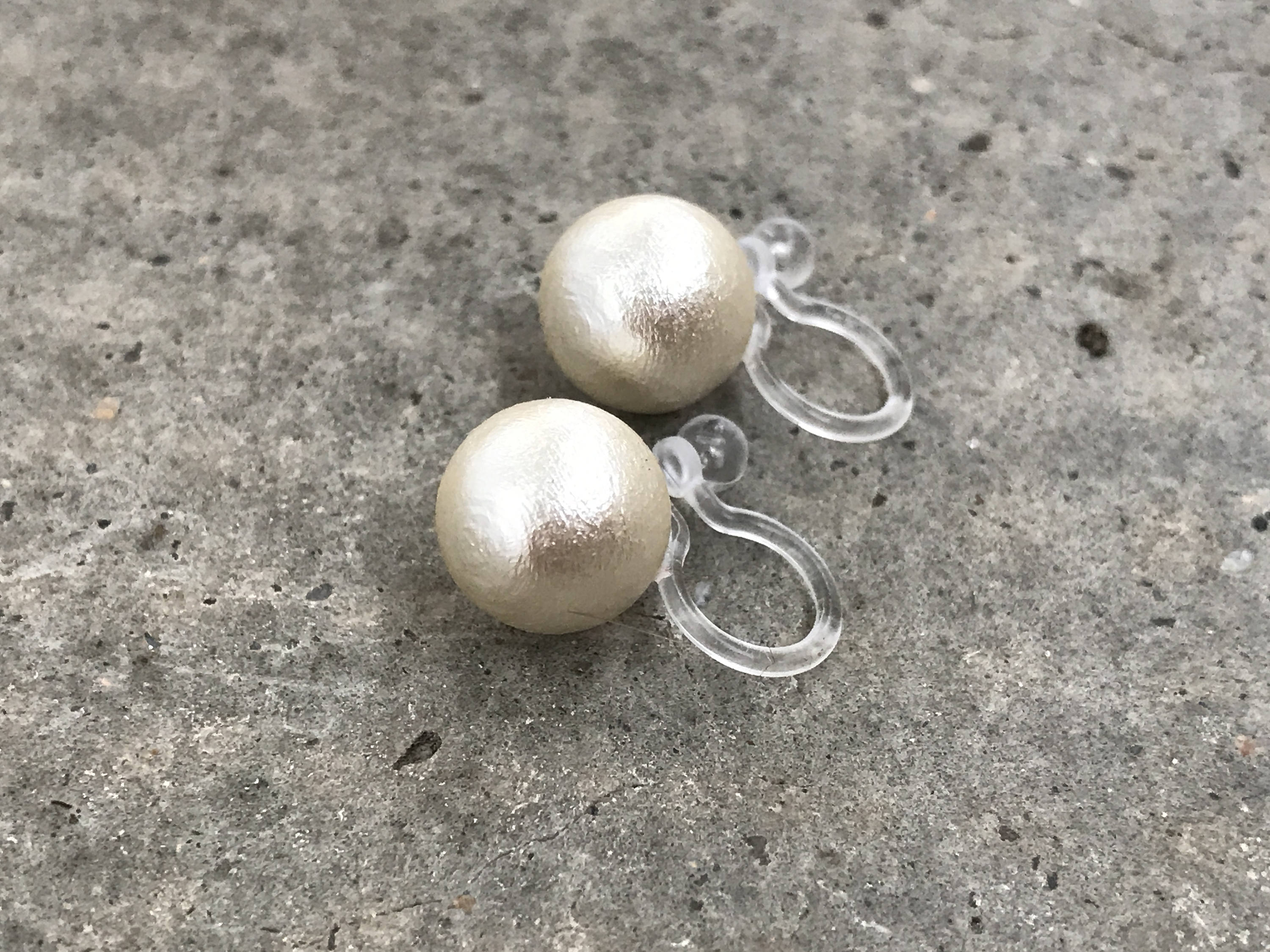 Clip On Invisible Earrings, Non Pierced Earrings, Pierced Look. Blue Cotton Pearl. Gift For Her