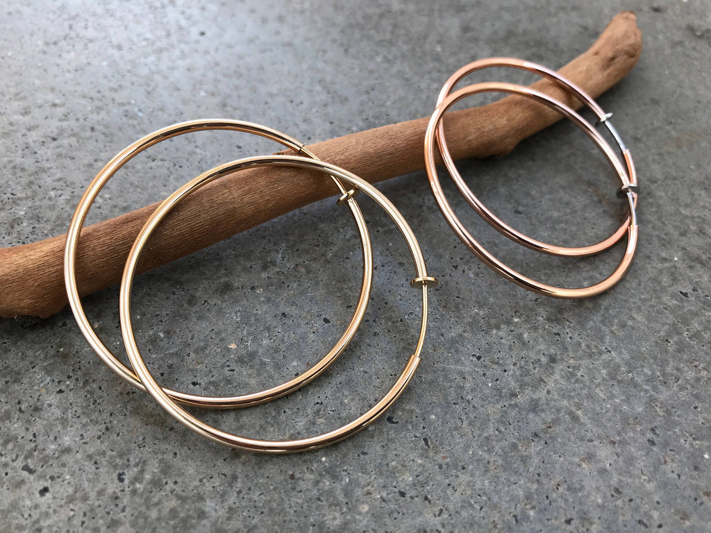 Hoops 50mm Invisible Clip On Earrings, Clip On Hoop Earrings, Non Pierced Earrings Clip On Earrings Modern. Non Pierced Pierced looked.