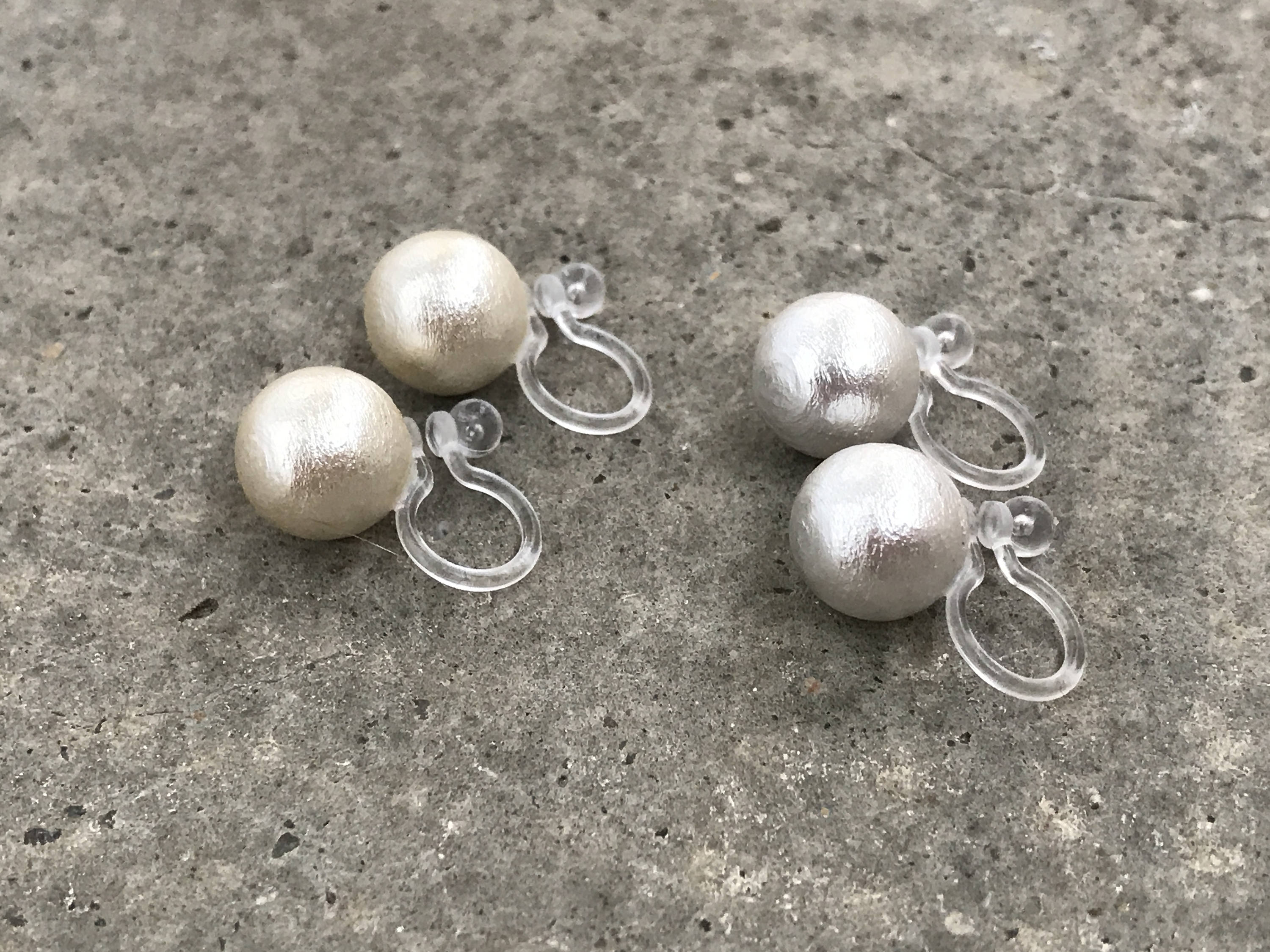 Clip On Invisible Earrings, Non Pierced Earrings, Pierced Look. Blue Cotton Pearl. Gift For Her