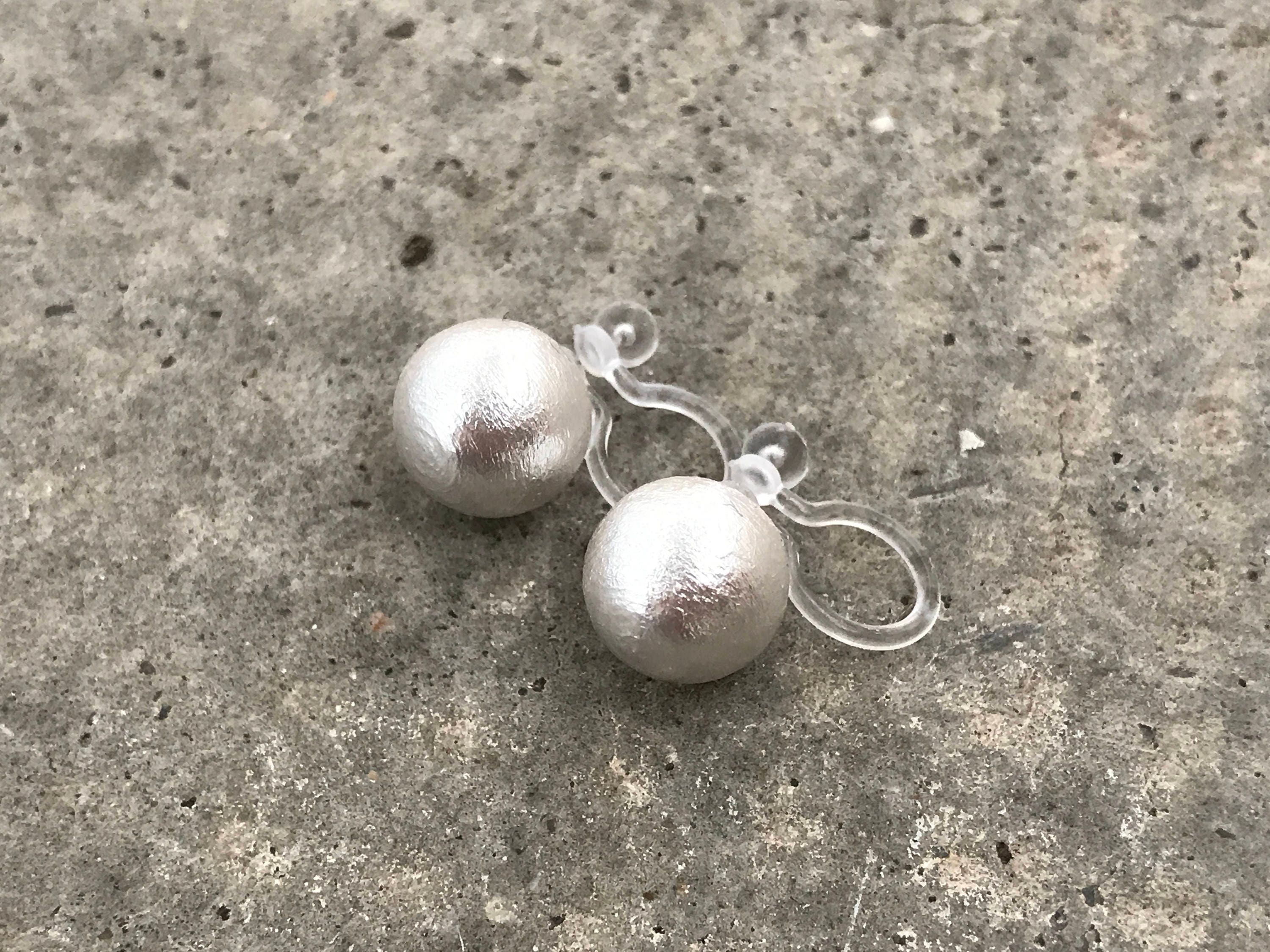 Clip On Invisible Earrings, Non Pierced Earrings, Pierced Look. Blue Cotton Pearl. Gift For Her