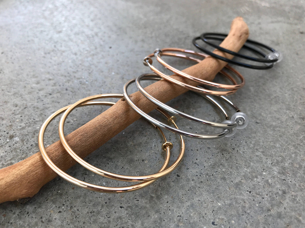 Hoops 50mm Invisible Clip On Earrings, Clip On Hoop Earrings, Non Pierced Earrings Clip On Earrings Modern. Non Pierced Pierced looked.