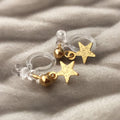 Invisible Clip on Earrings, little star K18 gold plate, everyday jewelry, very discreet earrings. Non Pierced Earrings