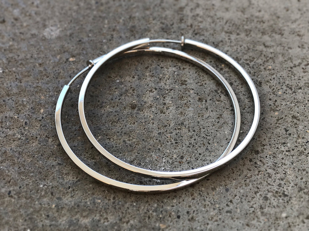 60mm Fil Carrée Créoles Anneaux, Boucles d'oreille CLIPS anneaux couleur or, oreilles non percées, cylindre carré 6cm