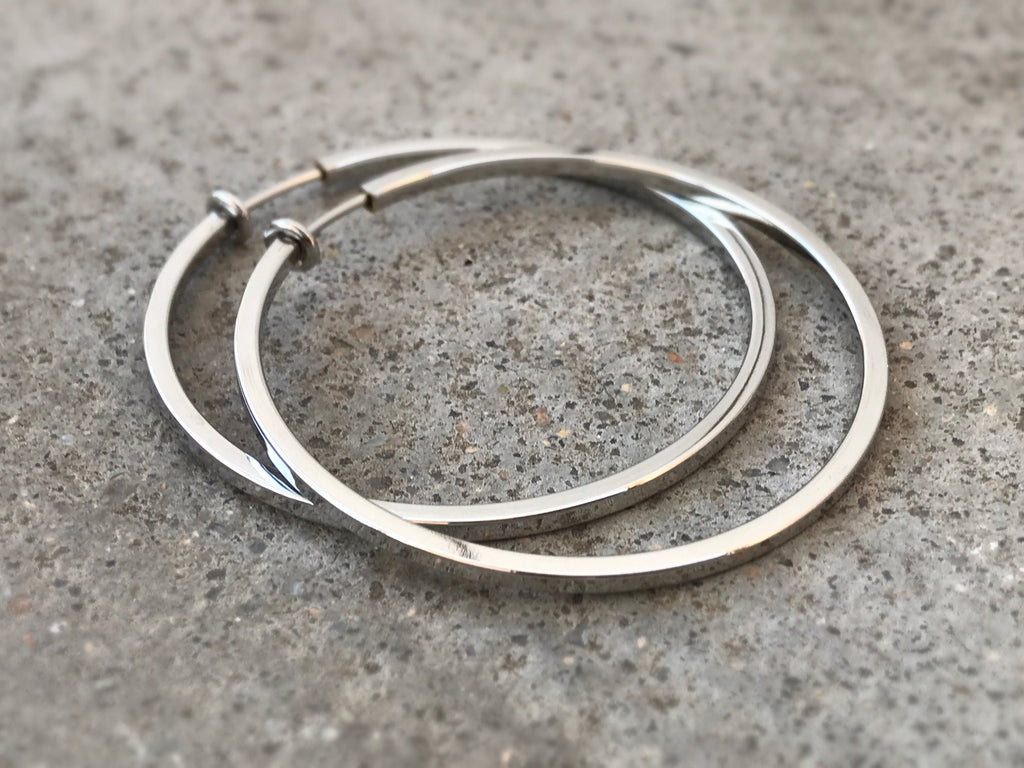 Hoops 50mm Invisible Clip On Earrings, Clip On Hoop Earrings, Non Pierced Earrings Clip On Earrings Modern. Non Pierced Pierced looked.