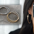 60mm Fil Carrée Créoles Anneaux, Boucles d'oreille CLIPS anneaux couleur or, oreilles non percées, cylindre carré 6cm