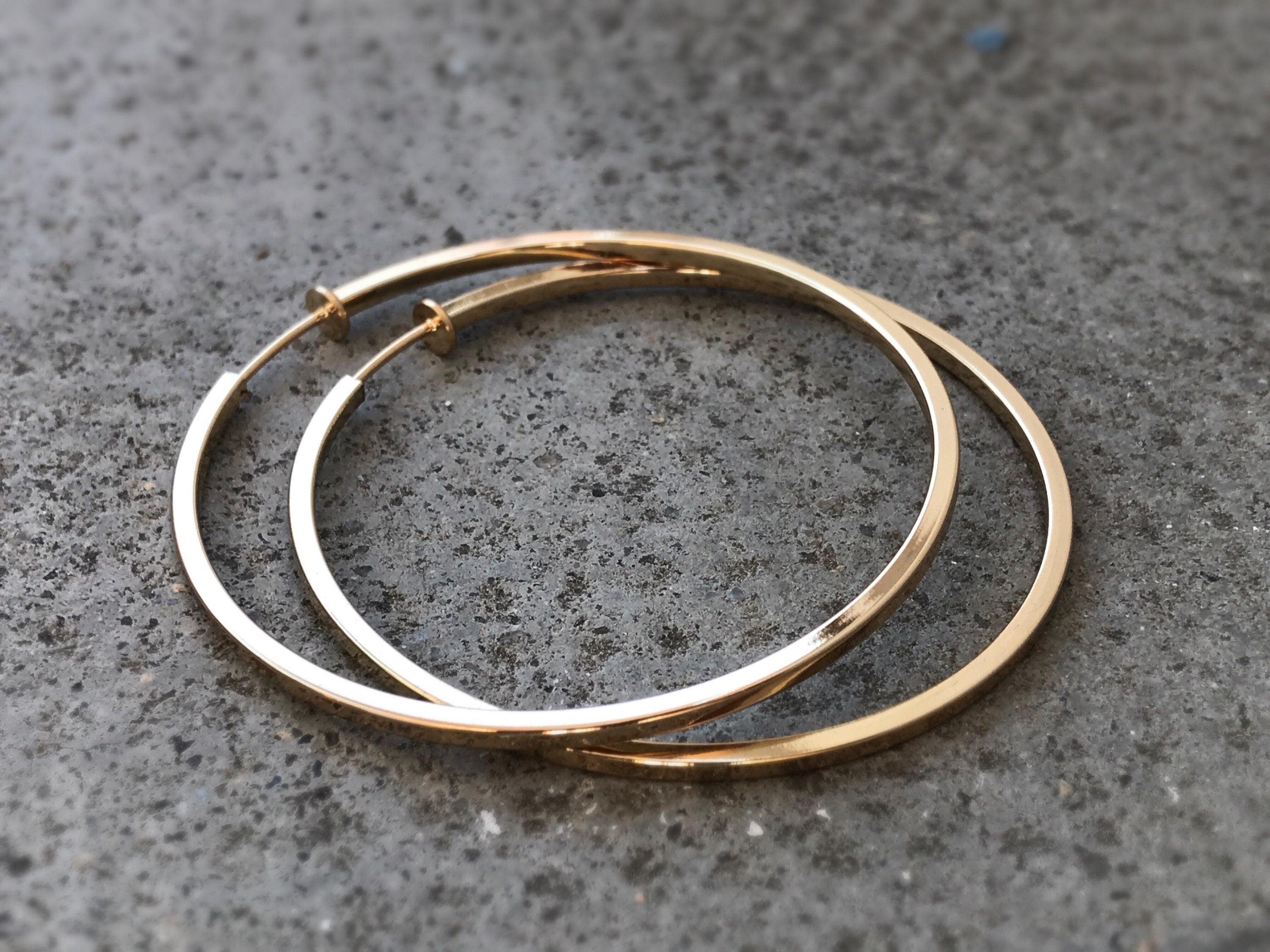 60mm Fil Carrée Créoles Anneaux, Boucles d'oreille CLIPS anneaux couleur or, oreilles non percées, cylindre carré 6cm