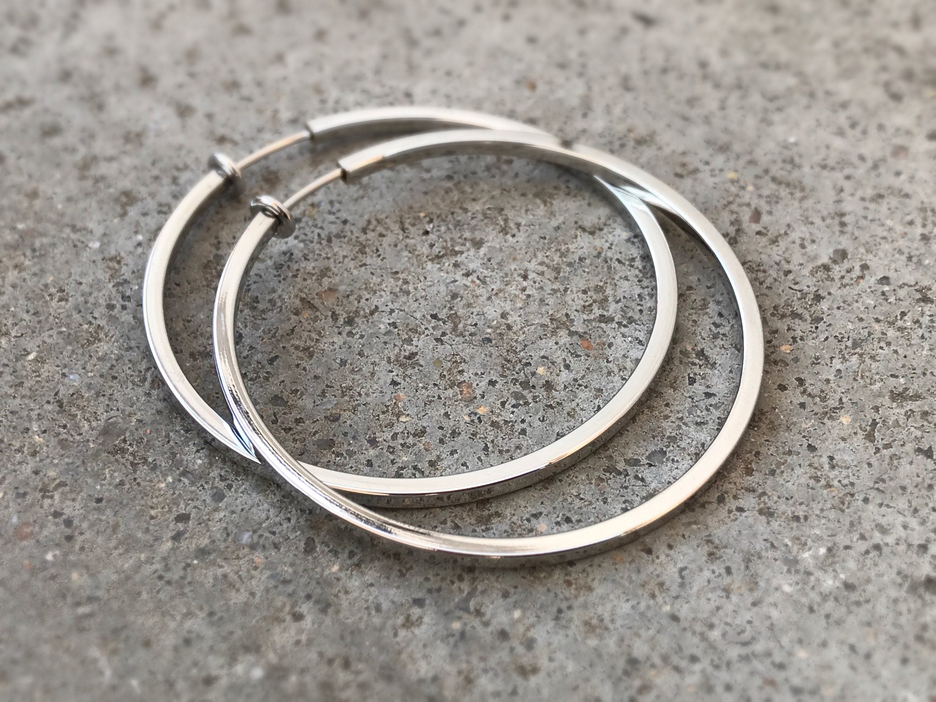 Hoops 50mm Invisible Clip On Earrings, Clip On Hoop Earrings, Non Pierced Earrings Clip On Earrings Modern. Non Pierced Pierced looked.