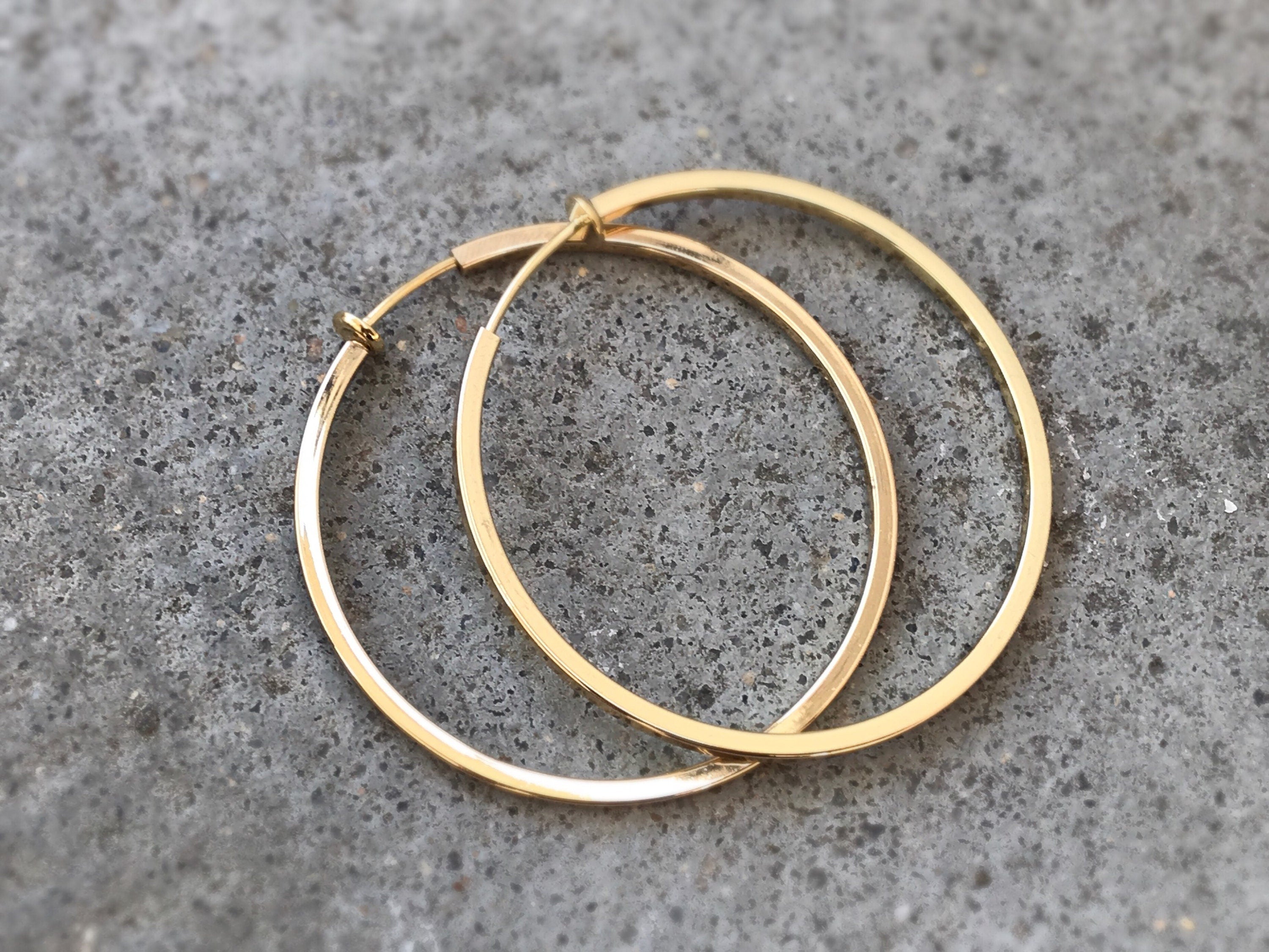 Hoops 50mm Invisible Clip On Earrings, Clip On Hoop Earrings, Non Pierced Earrings Clip On Earrings Modern. Non Pierced Pierced looked.