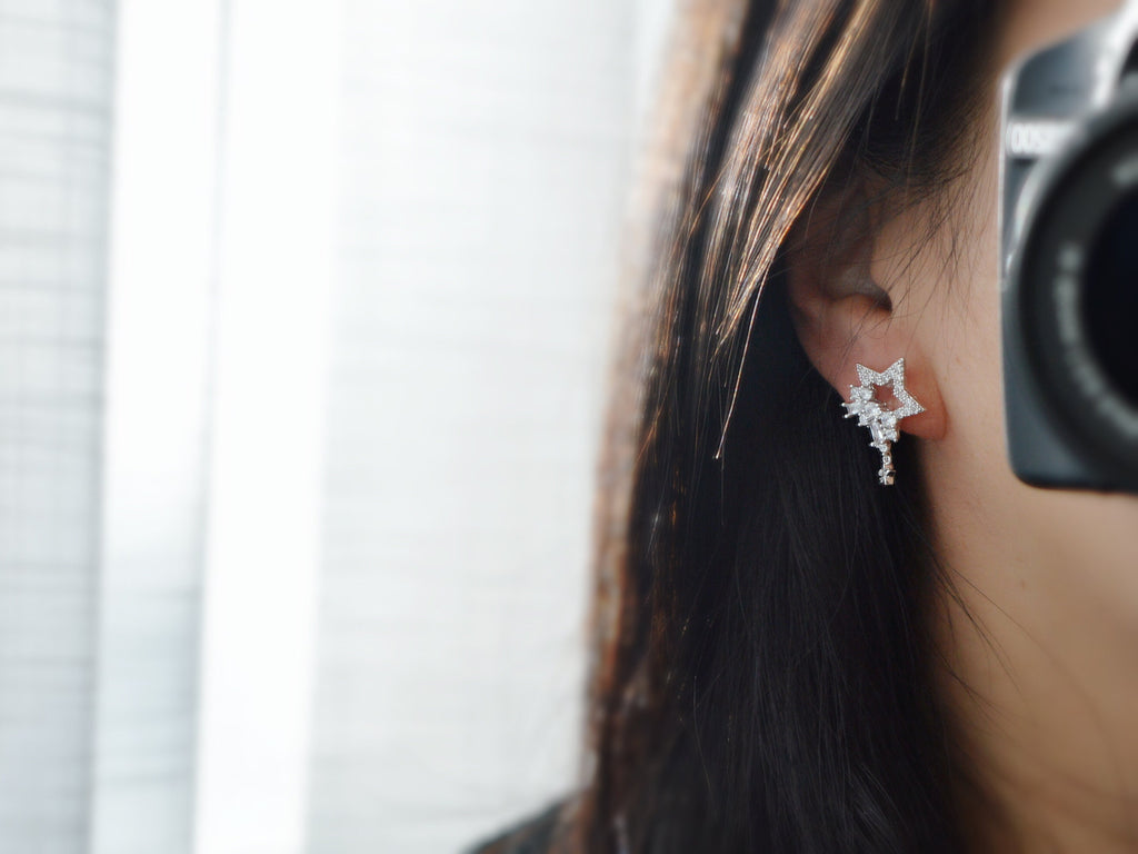 STAR Invisible CLIP On Earrings, Rhinestone Star, Big Star, Mini Star, Christmas Gift Ready to offer Gift for her. Non Pierced Earrings