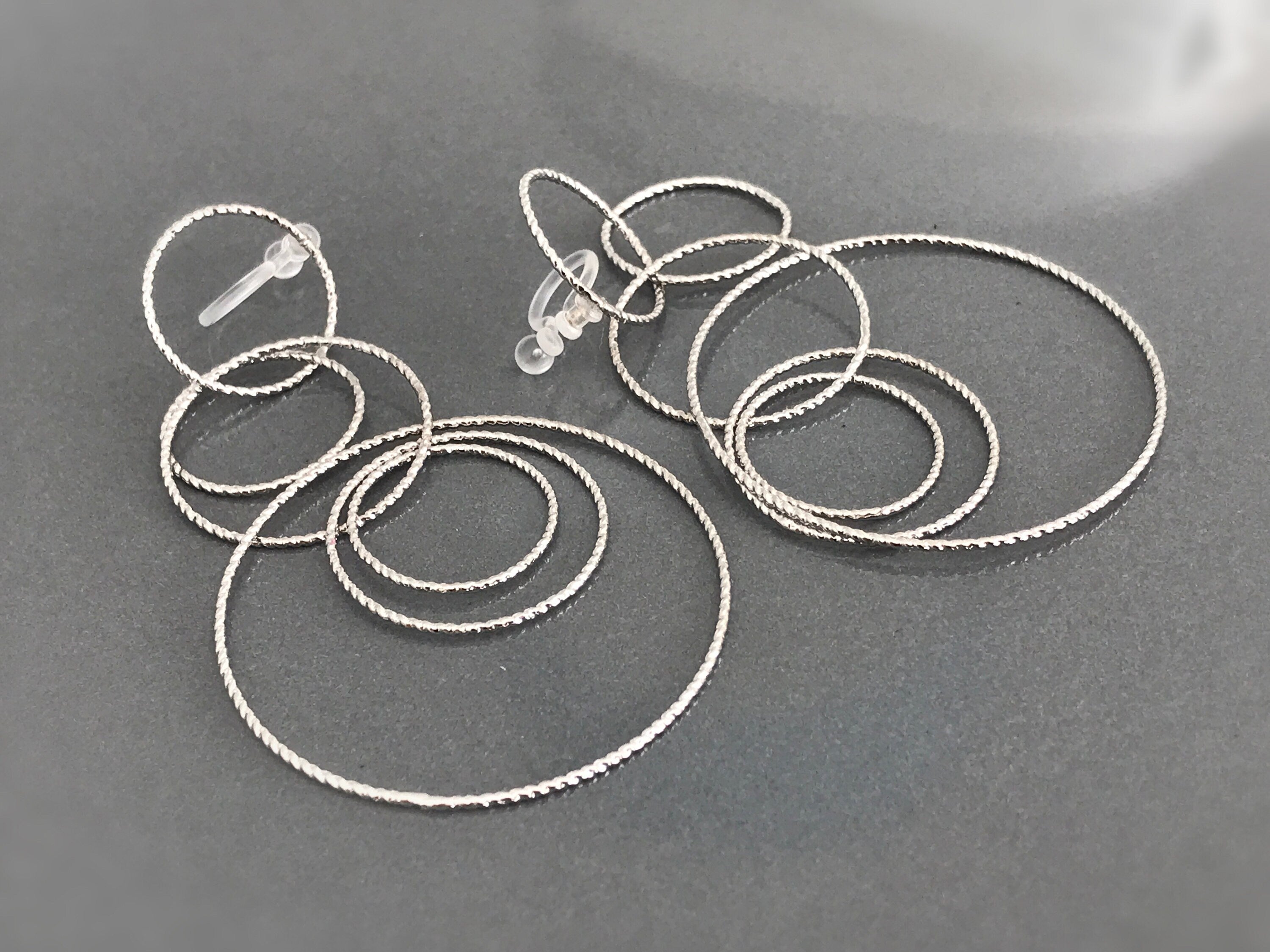 InvisibleS Clips Earrings, Silver Color Rings. Rings, circle. Ear clips. Jewelry every day. Ready to offer.