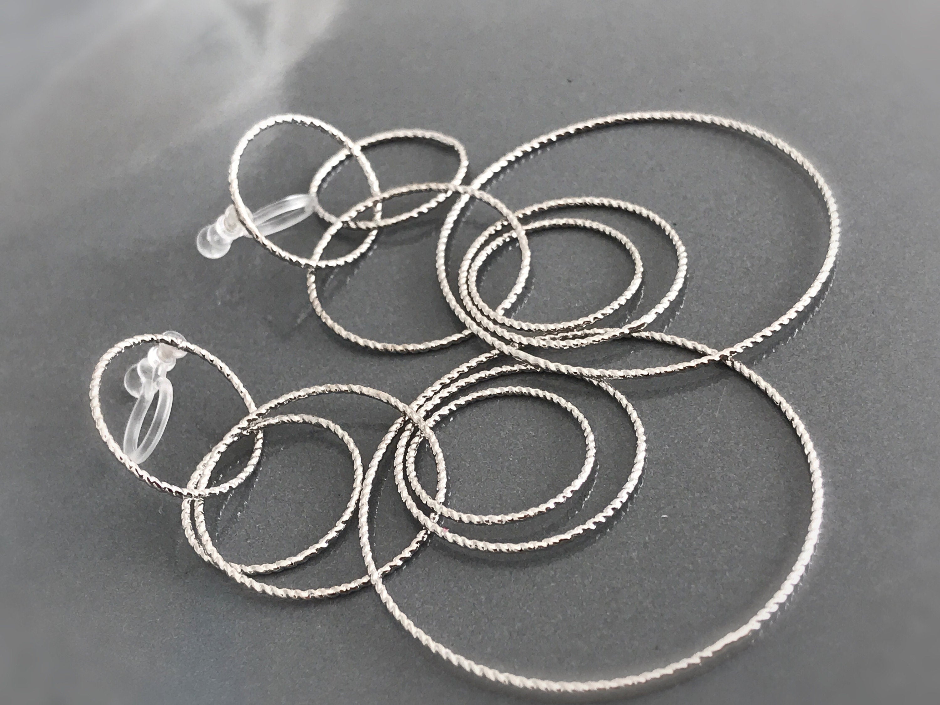 InvisibleS Clips Earrings, Silver Color Rings. Rings, circle. Ear clips. Jewelry every day. Ready to offer.