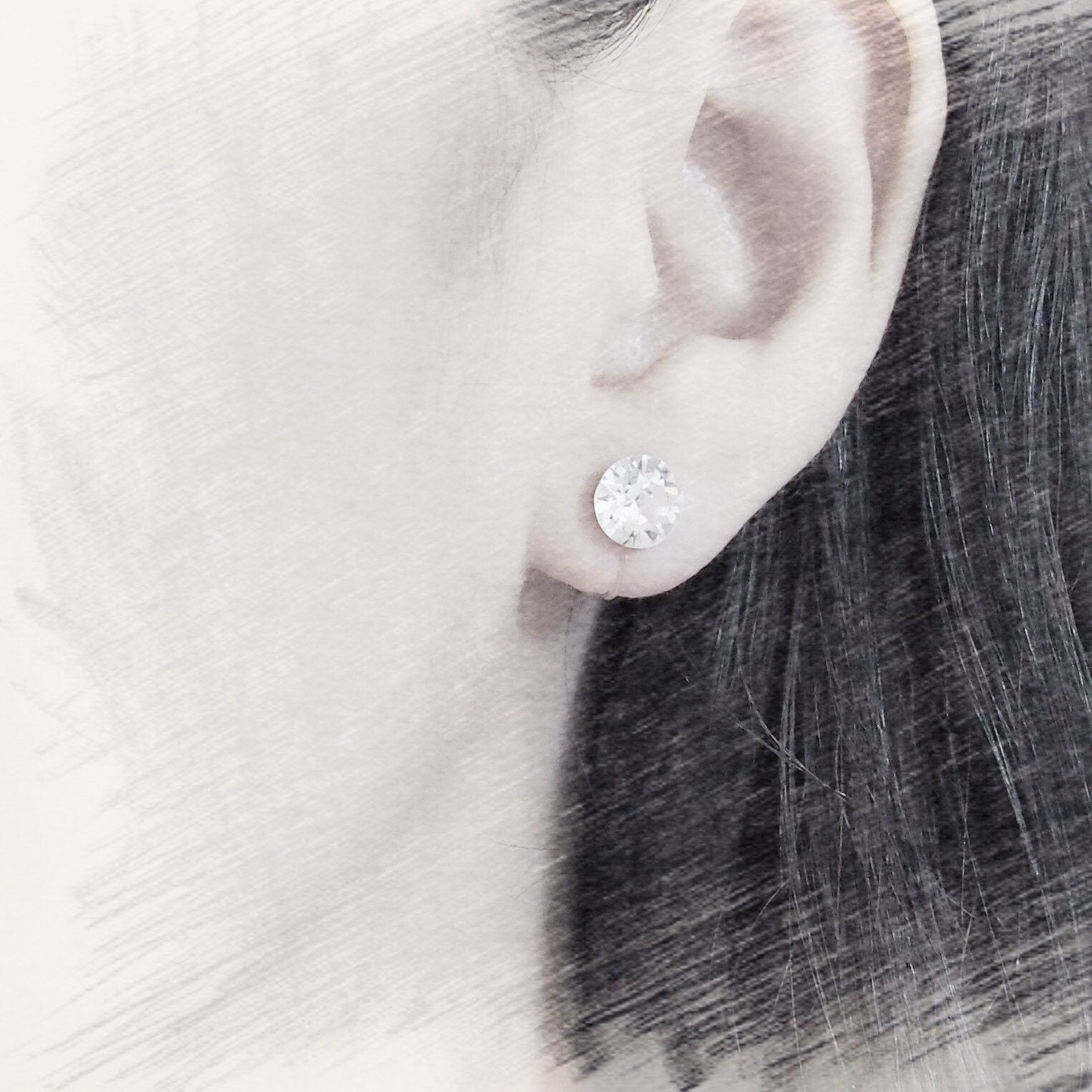 Boucles d'oreilles CLIPS invisible Cristal Rond ROSE Cristaux PureCristal, Clips d'Oreille Petit Rond cristal Rose, Bijoux Minimaliste.