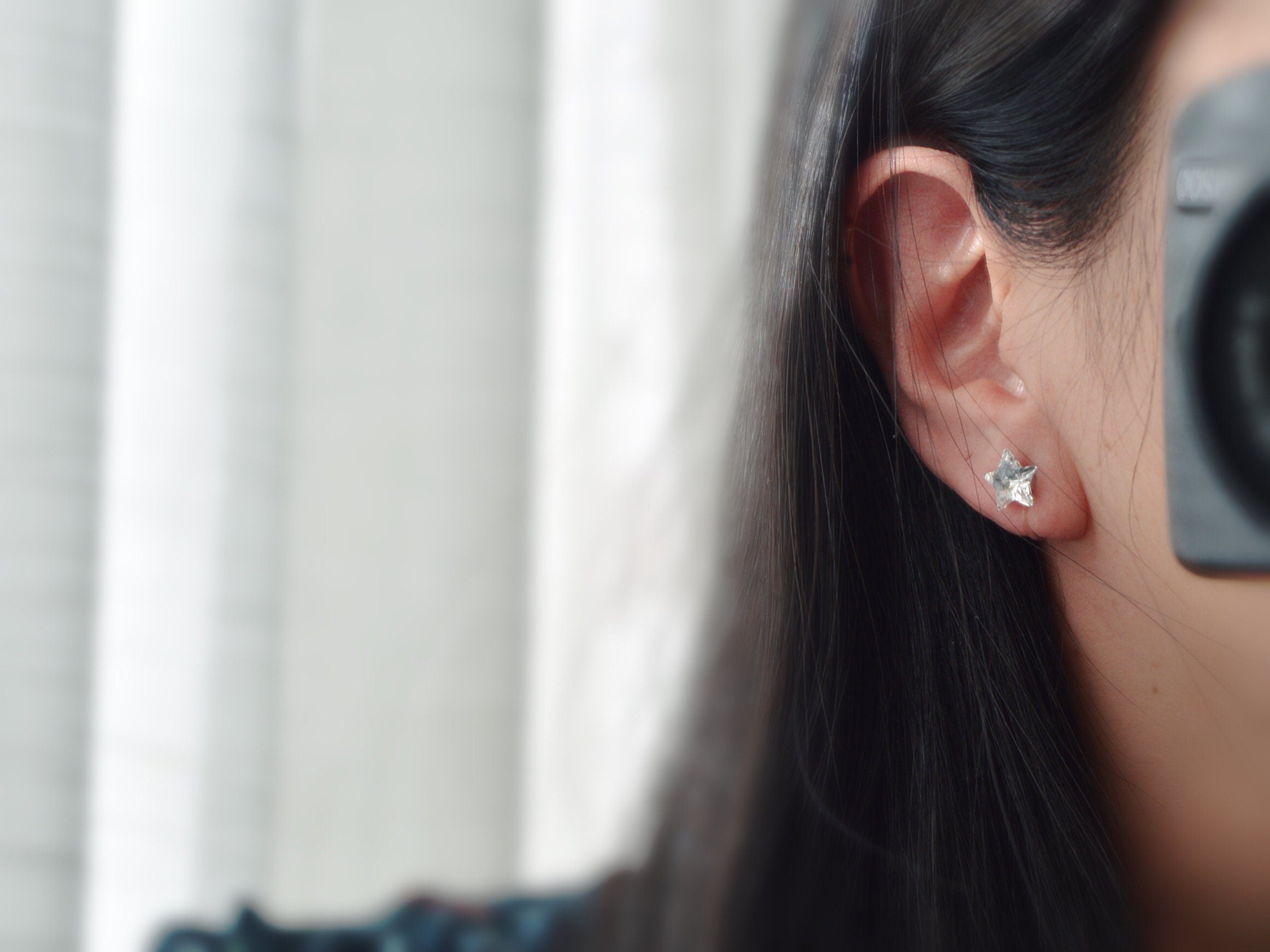 Swarovski Crystal Star Invisible Clip on Earrings Modern Rhinestone Clip on Stud Earrings Simple Non Pierced Earrings